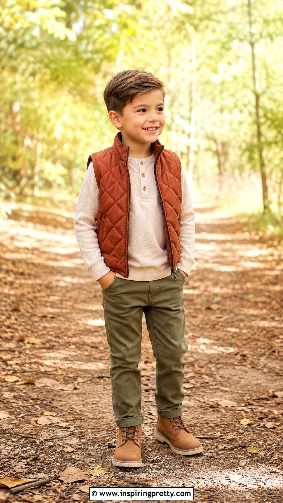 Olive Trousers And Cream Henley Top Outfit - 50 trouser and top for kids