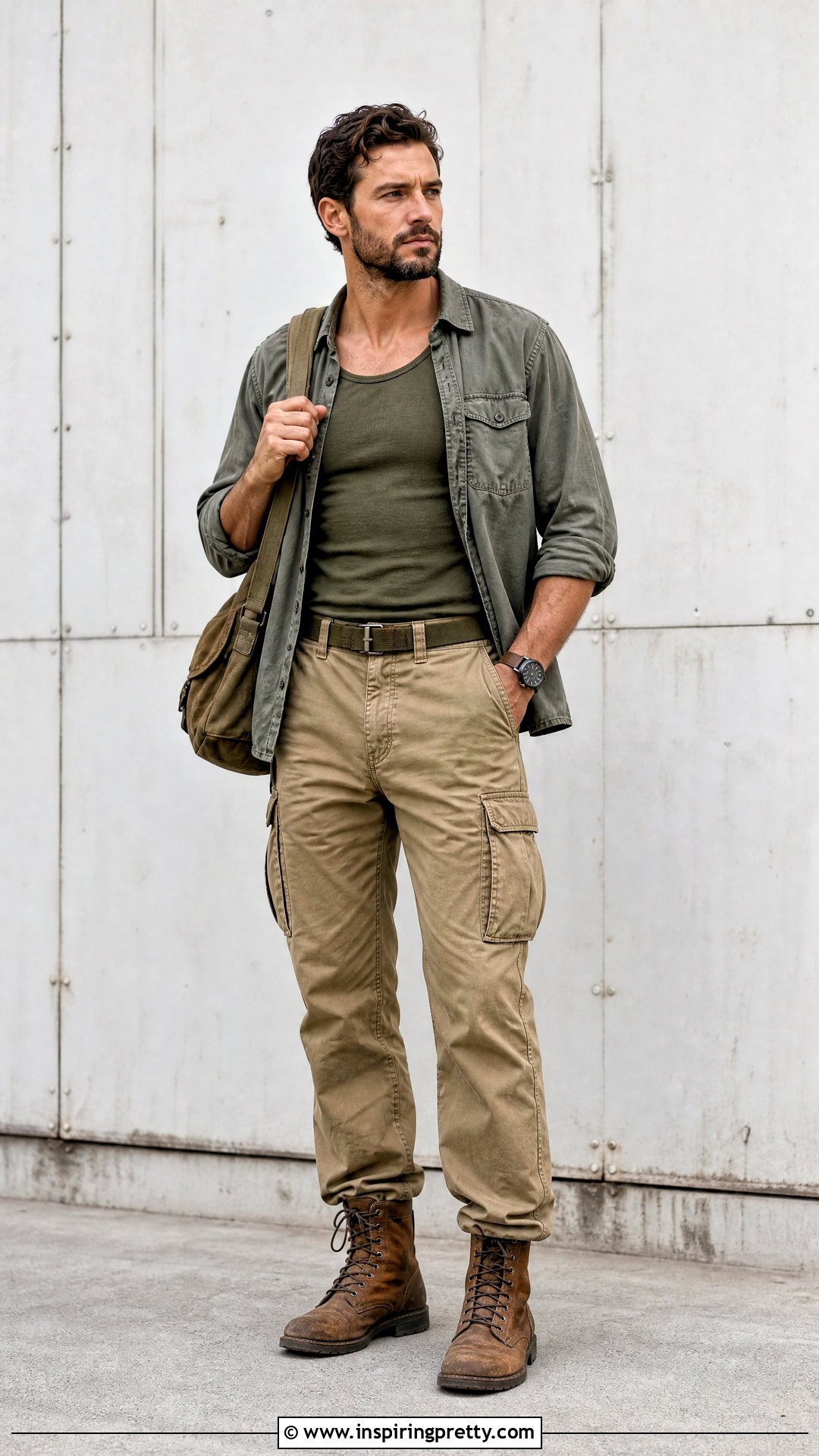 Olive Vintage Tank Top With Cargo Pants - 25 vintage tank top outfit men