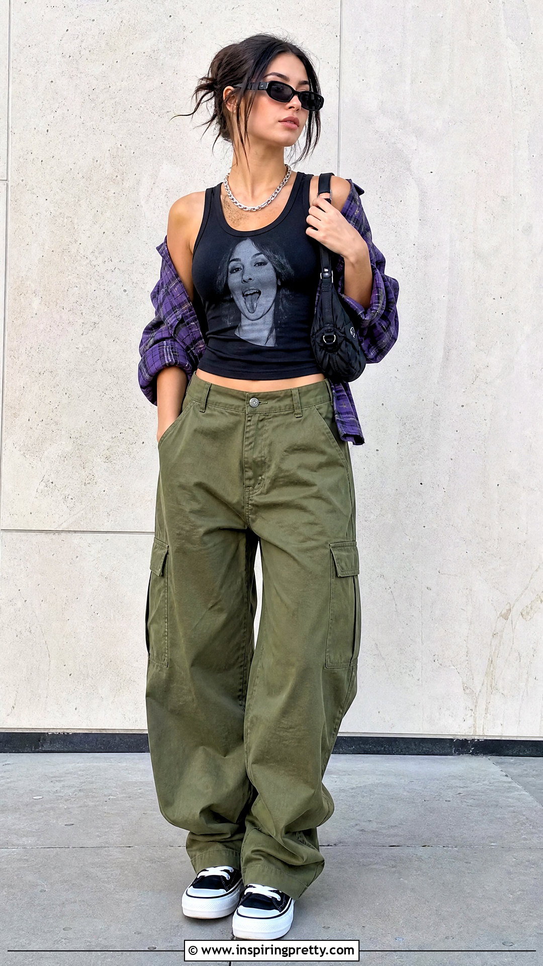 Olivia Rodrigo Black Tank Top With Cargo Pants - 20 Black Tank Top With Olivia Rodrigo Design outfit ideas
