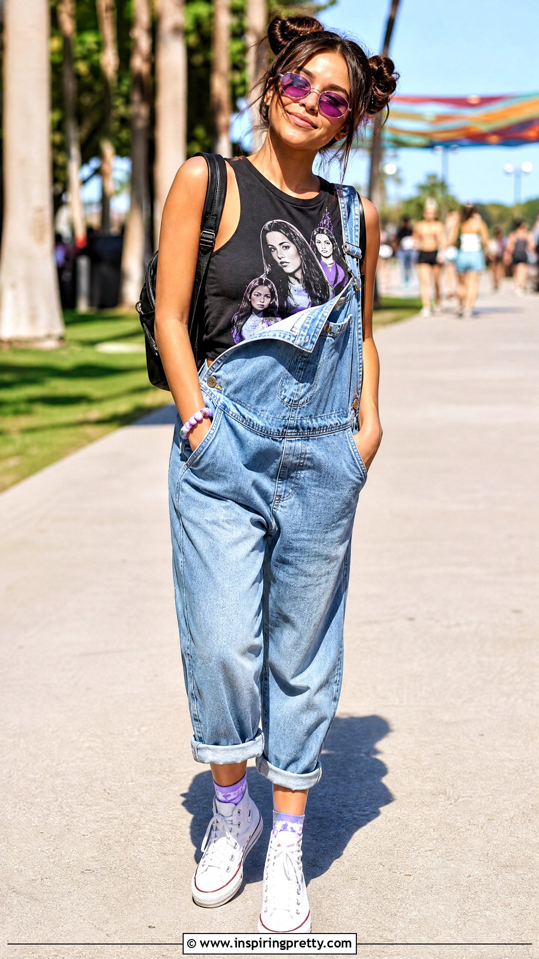 Olivia Rodrigo Black Tank Top With Denim Overalls - 20 Black Tank Top With Olivia Rodrigo Design outfit ideas
