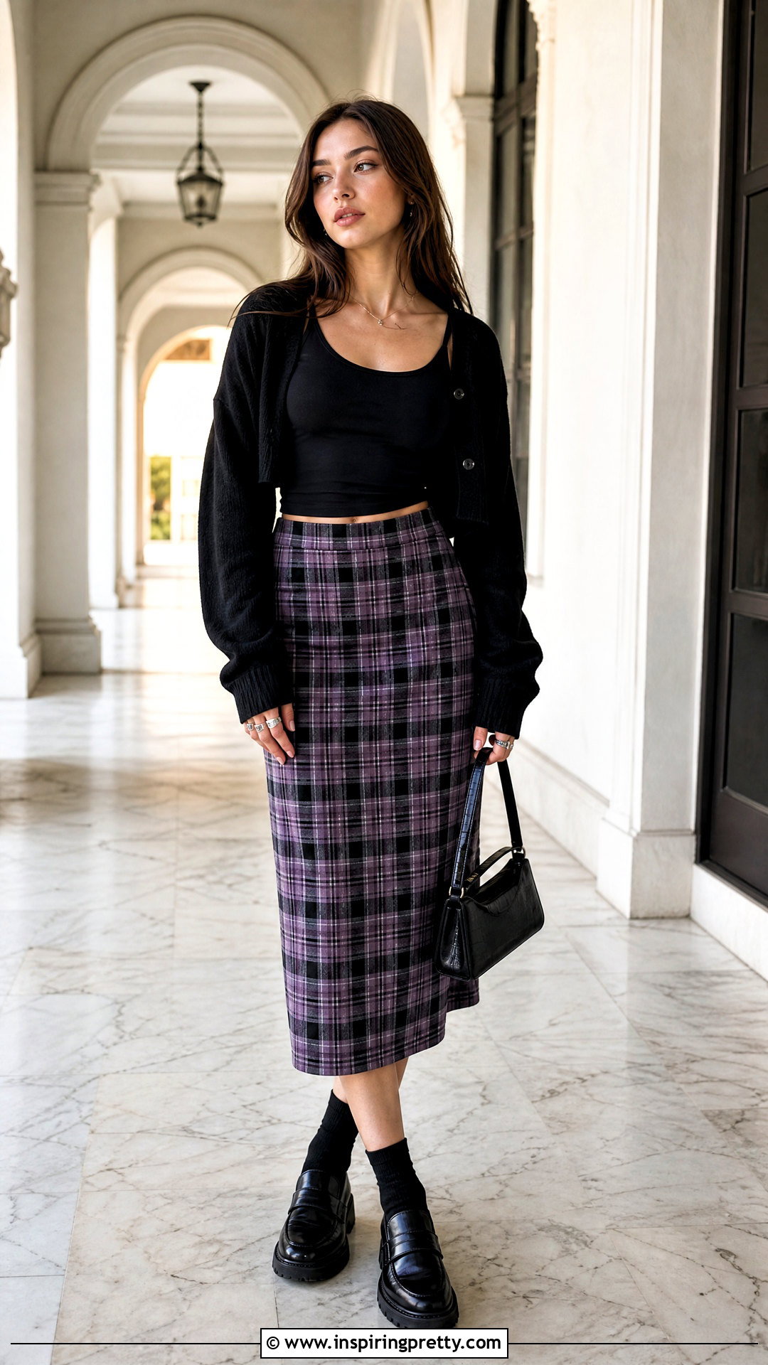 Olivia Rodrigo Black Tank Top With Plaid Midi Skirt - 20 Black Tank Top With Olivia Rodrigo Design outfit ideas
