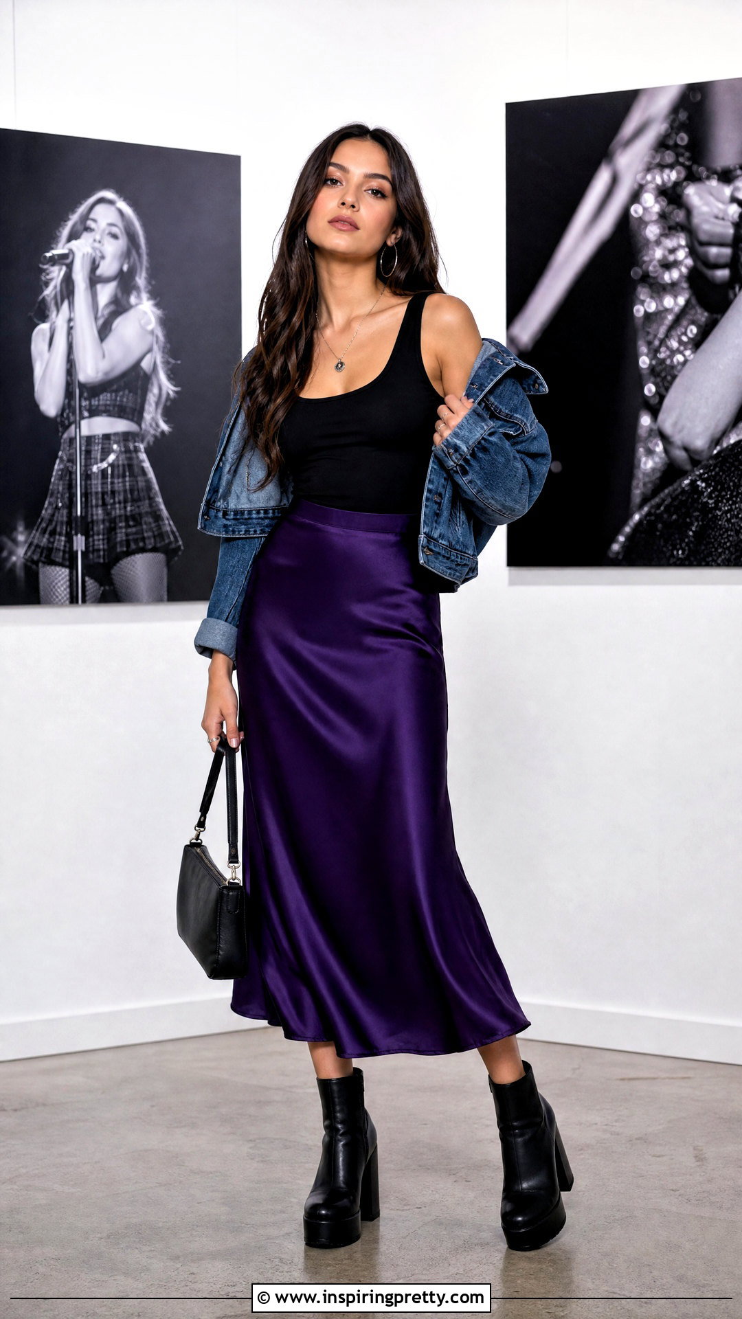 Olivia Rodrigo Black Tank Top With Satin Midi Skirt - 20 Black Tank Top With Olivia Rodrigo Design outfit ideas