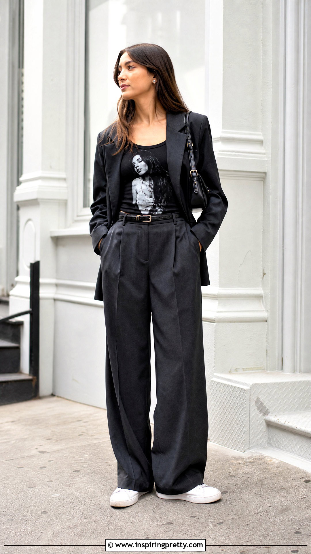 Olivia Rodrigo Black Tank Top With Wide Leg Trousers - 20 Black Tank Top With Olivia Rodrigo Design outfit ideas