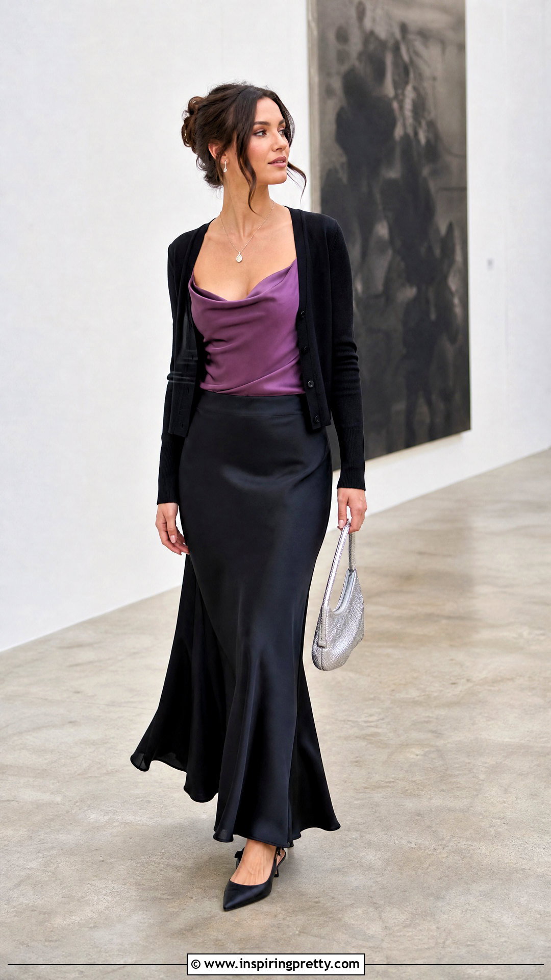 Olivia Rodrigo Purple Satin Cami With Black Maxi Skirt - 25 Olivia Rodrigo Purple Top outfit ideas