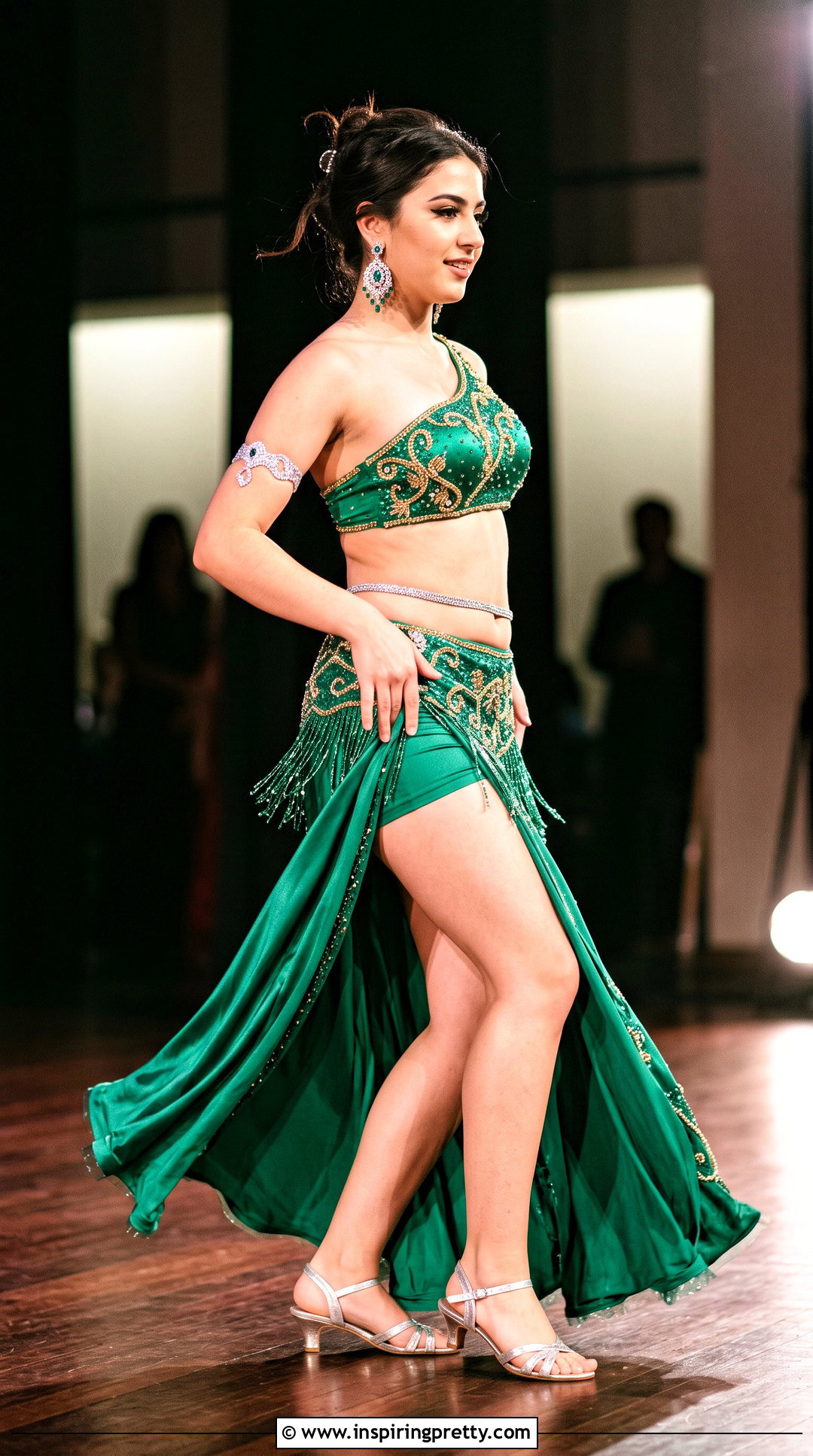 One Shoulder Belly Dancing Top With Draped Skirt - 25 belly dancing tops outfit ideas