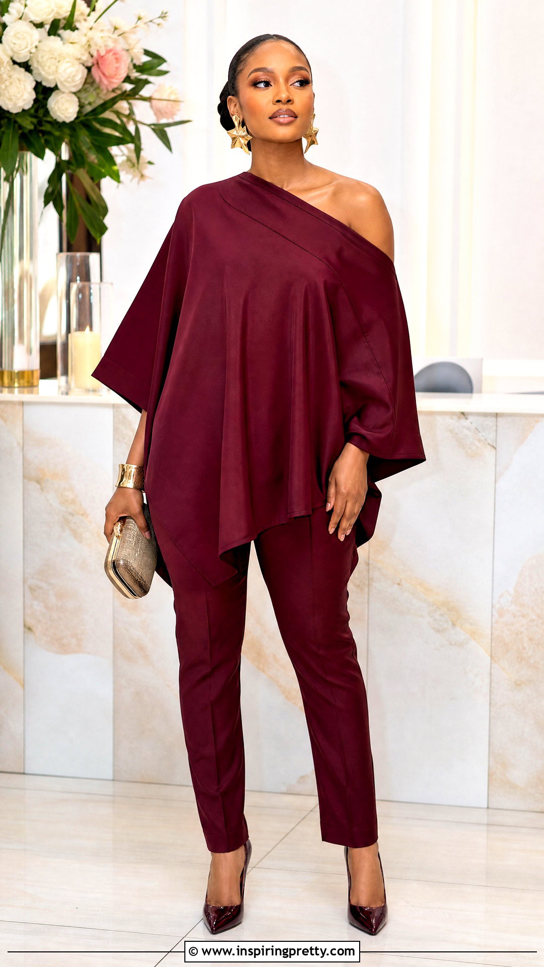 One Shoulder Bubu Top With Slim Pants - 50 bubu top style ideas
