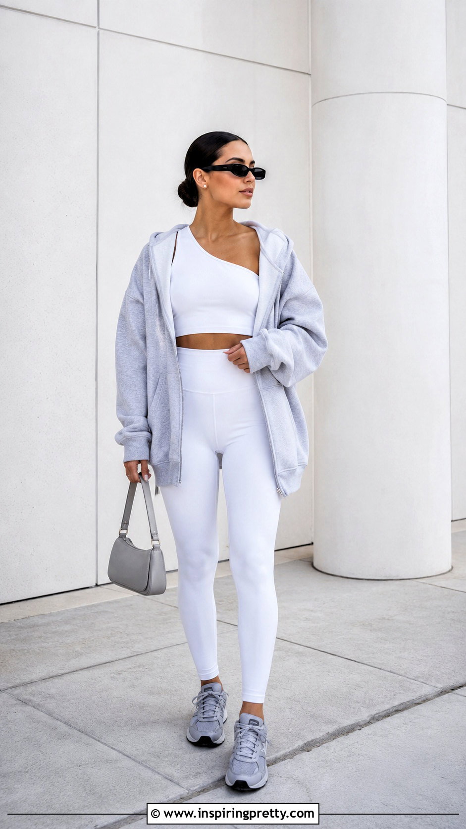 One Shoulder Crop Top And Leggings Outfit - 20 athleisure outfits crop tops