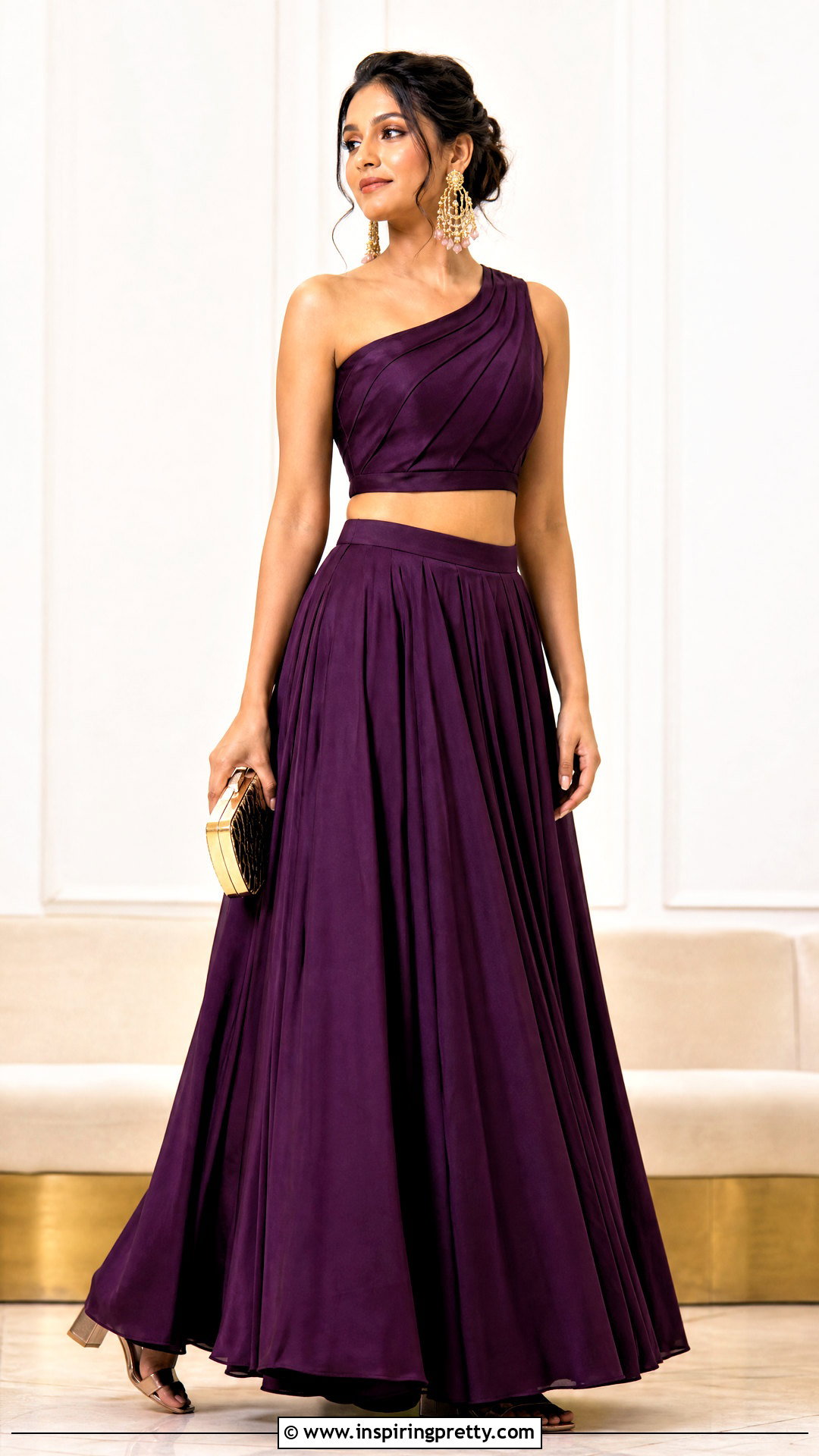 One Shoulder Crop Top Lehenga - 20 crop top lehenga simple outfit ideas