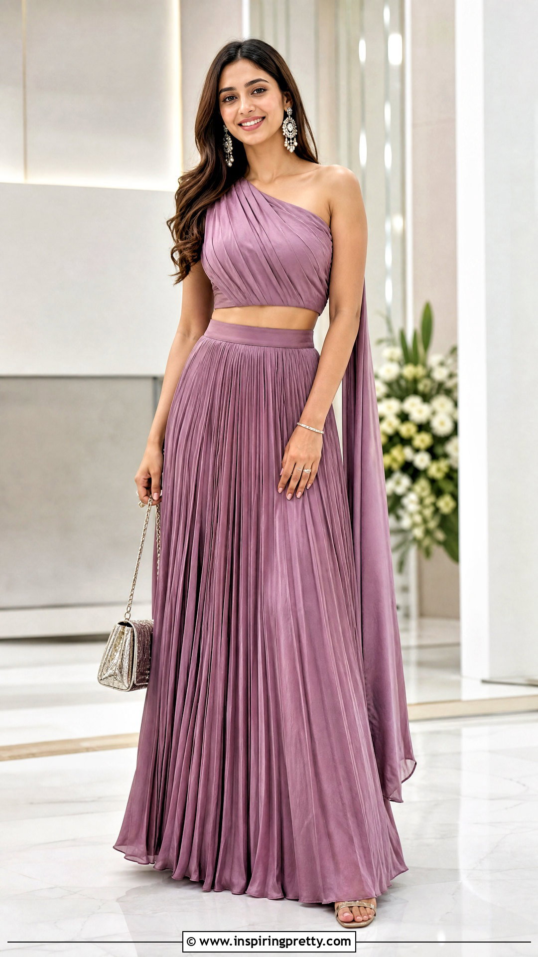 One Shoulder Lehenga Crop Top Outfit - 25 lahnga crop top outfit ideas