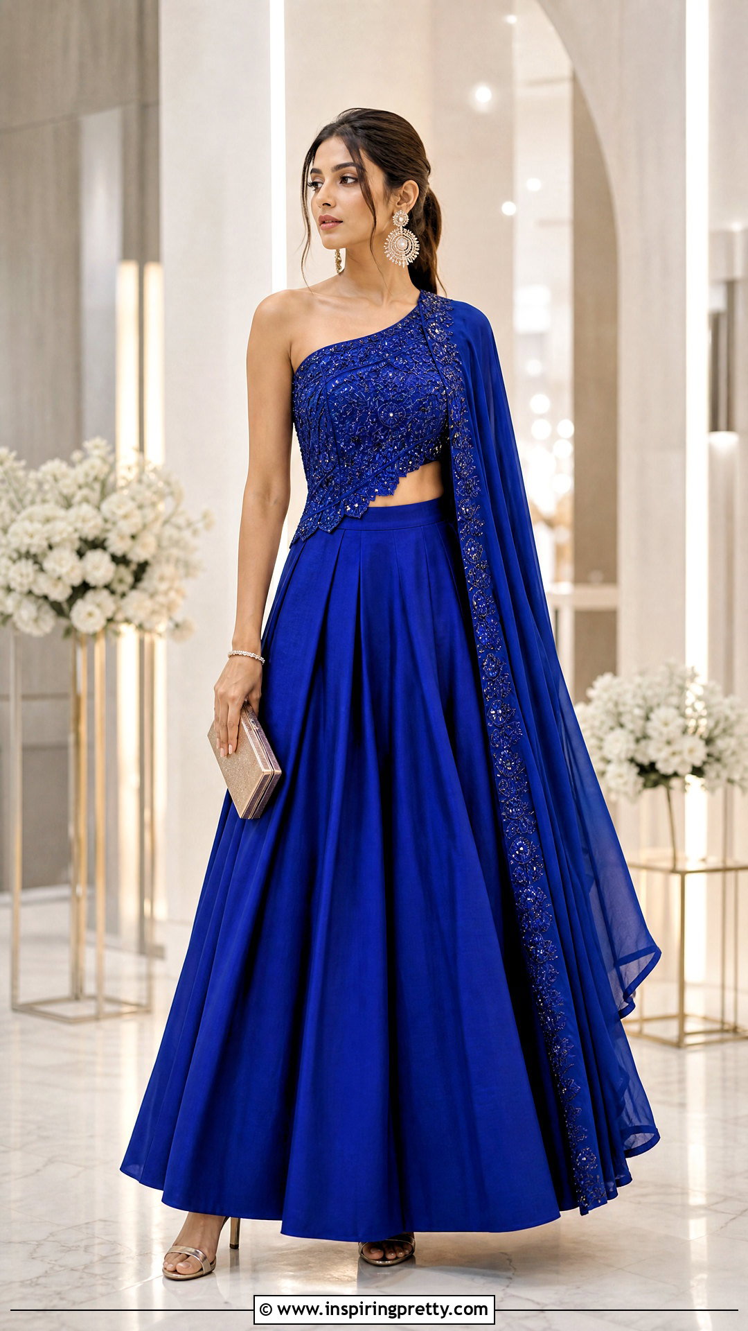 One Shoulder Lehenga Top - 50 lehenga top design ideas