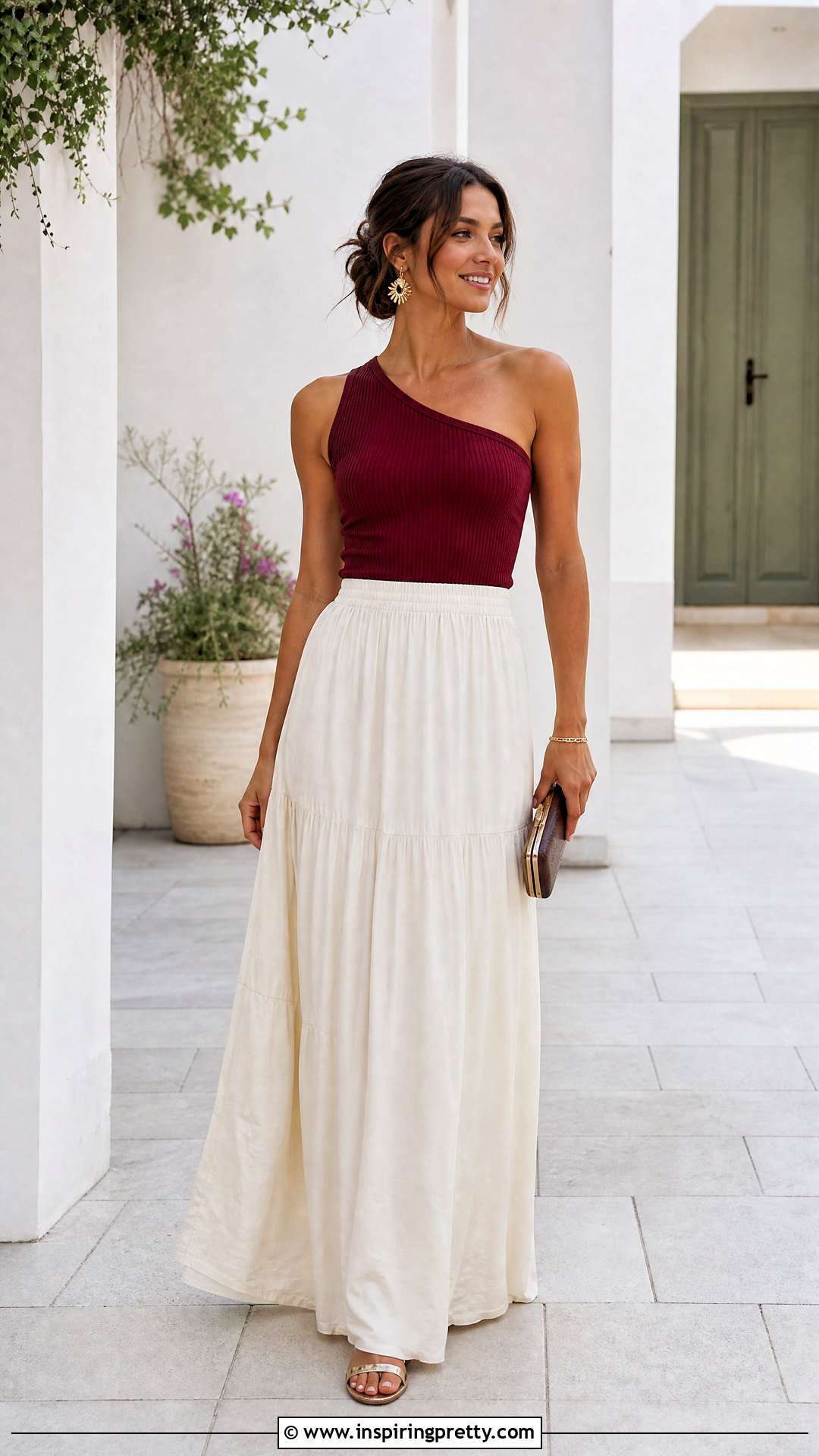 One Shoulder Ribbed Top With Maxi Skirt - 25 Ribbed Tops