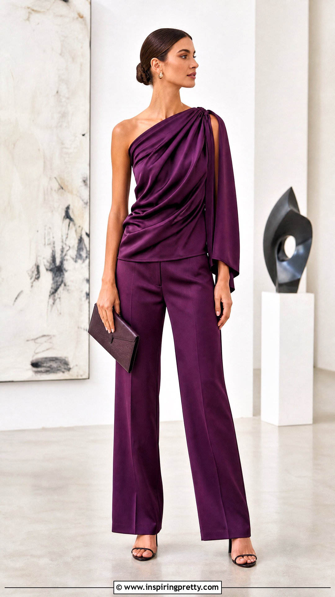 One Shoulder Scarf Top And Pants Set - 20 scarf top and pants sets