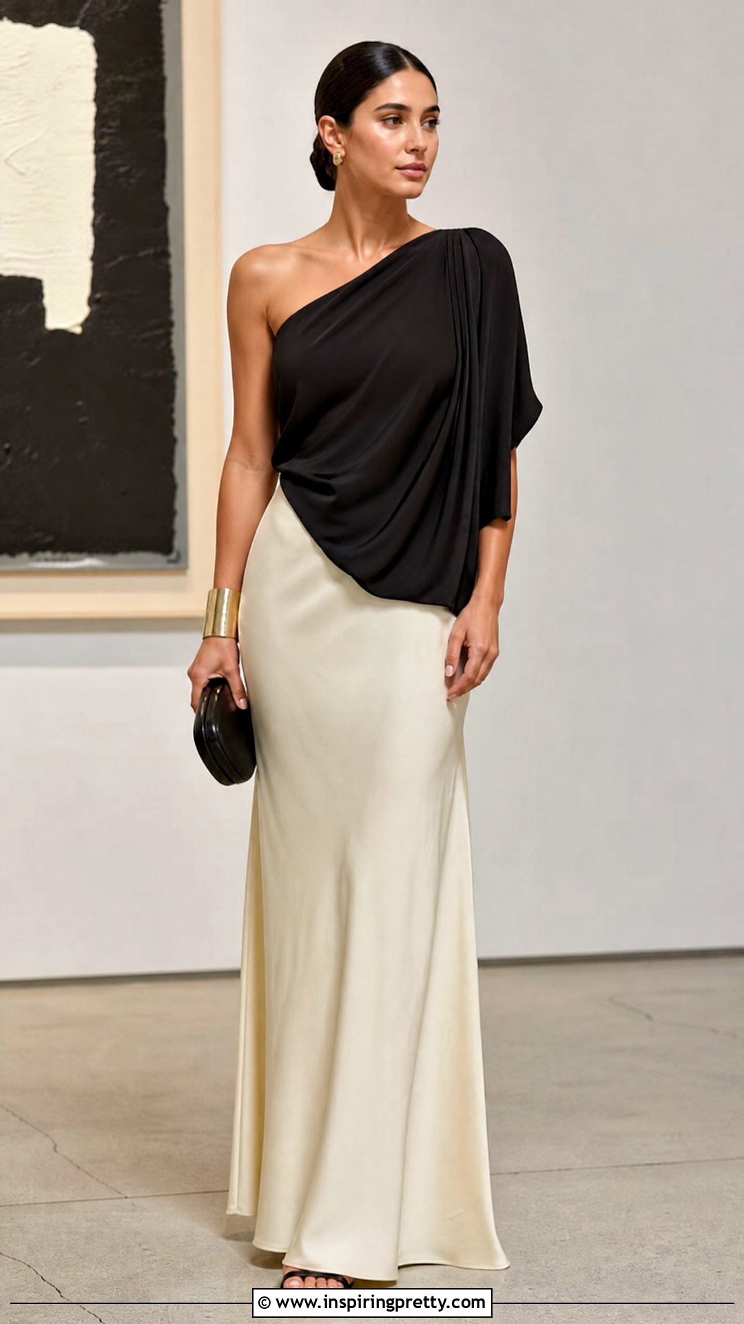 One Shoulder Statement Top With Maxi Skirt - 50 statement tops outfit ideas