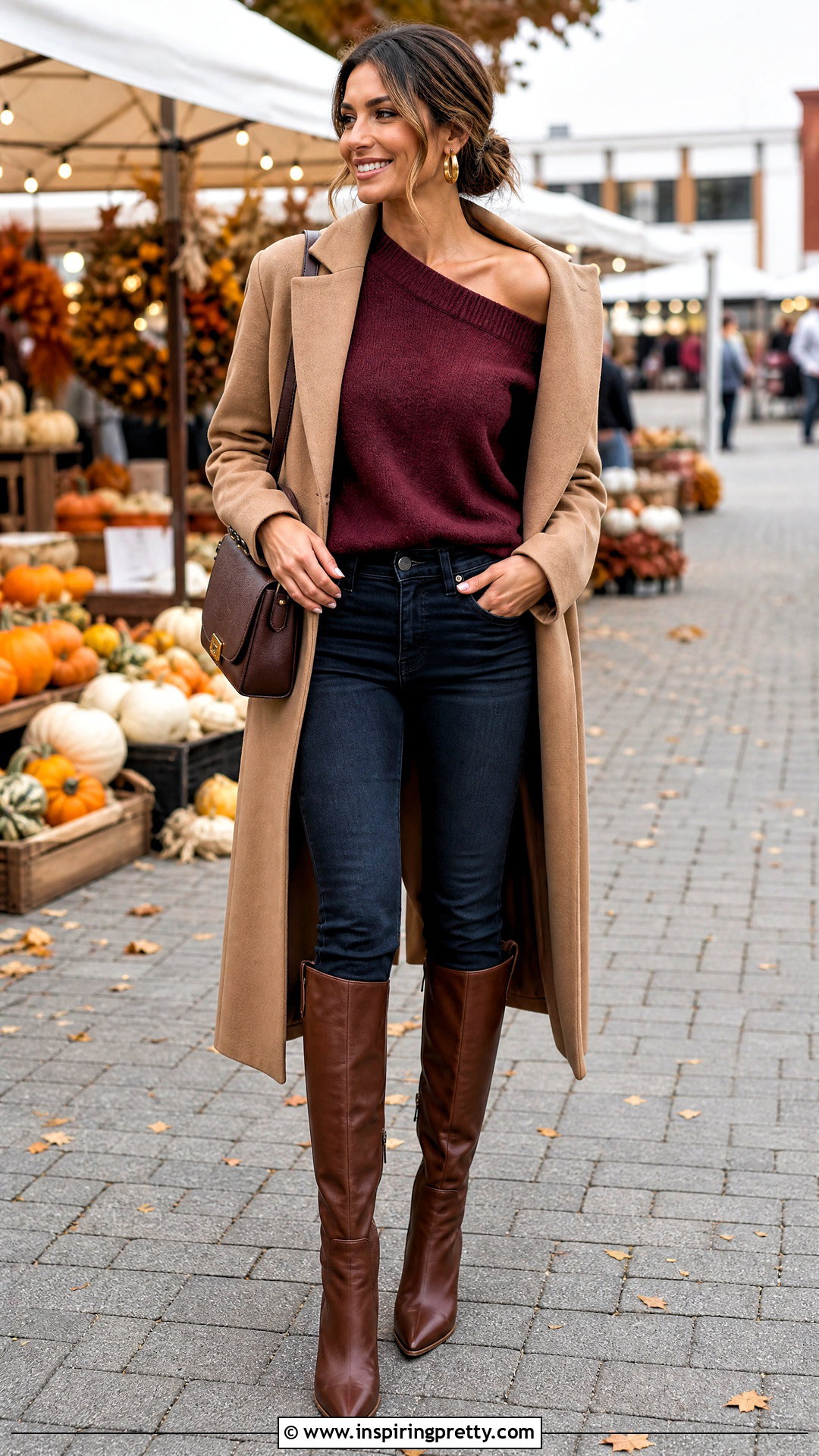 One Shoulder Sweater With Jeans And Knee High Boots - 50 one off shoulder top outfit ideas