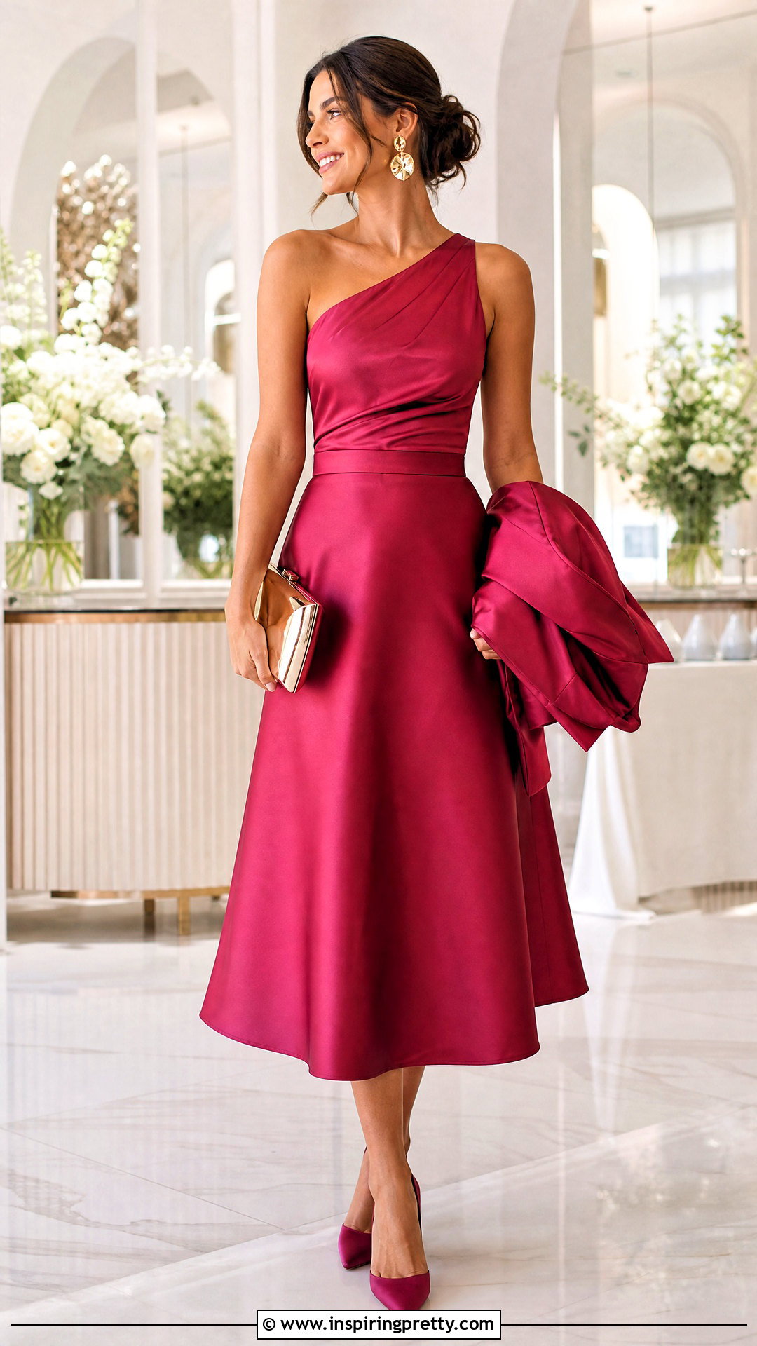 One Shoulder Top And A Line Skirt Wedding Outfit - 20 Wedding Top And Skirt outfit ideas