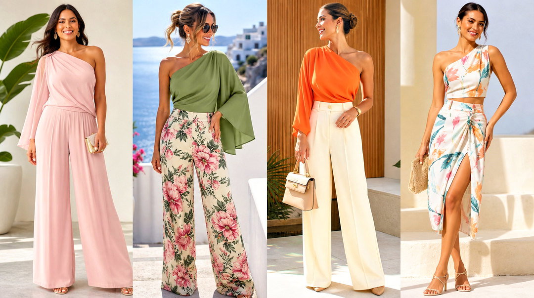 25 One Shoulder Top Wedding Outfit Ideas for Elegant Guests