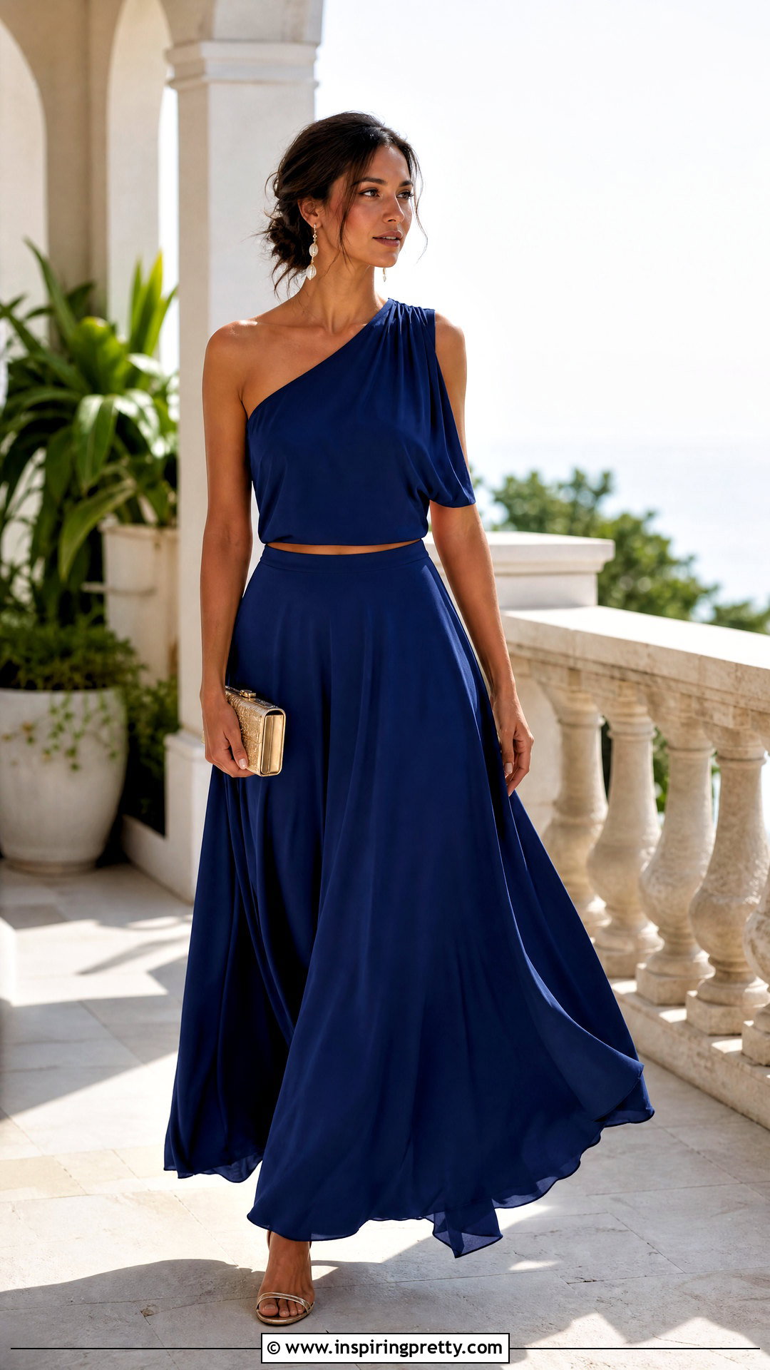 One Shoulder Top With A Maxi Skirt - 50 trending tops outfit ideas