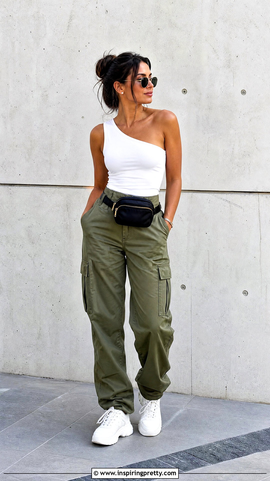 One Shoulder Top With Cargo Pants - 50 one shoulder top outfit ideas