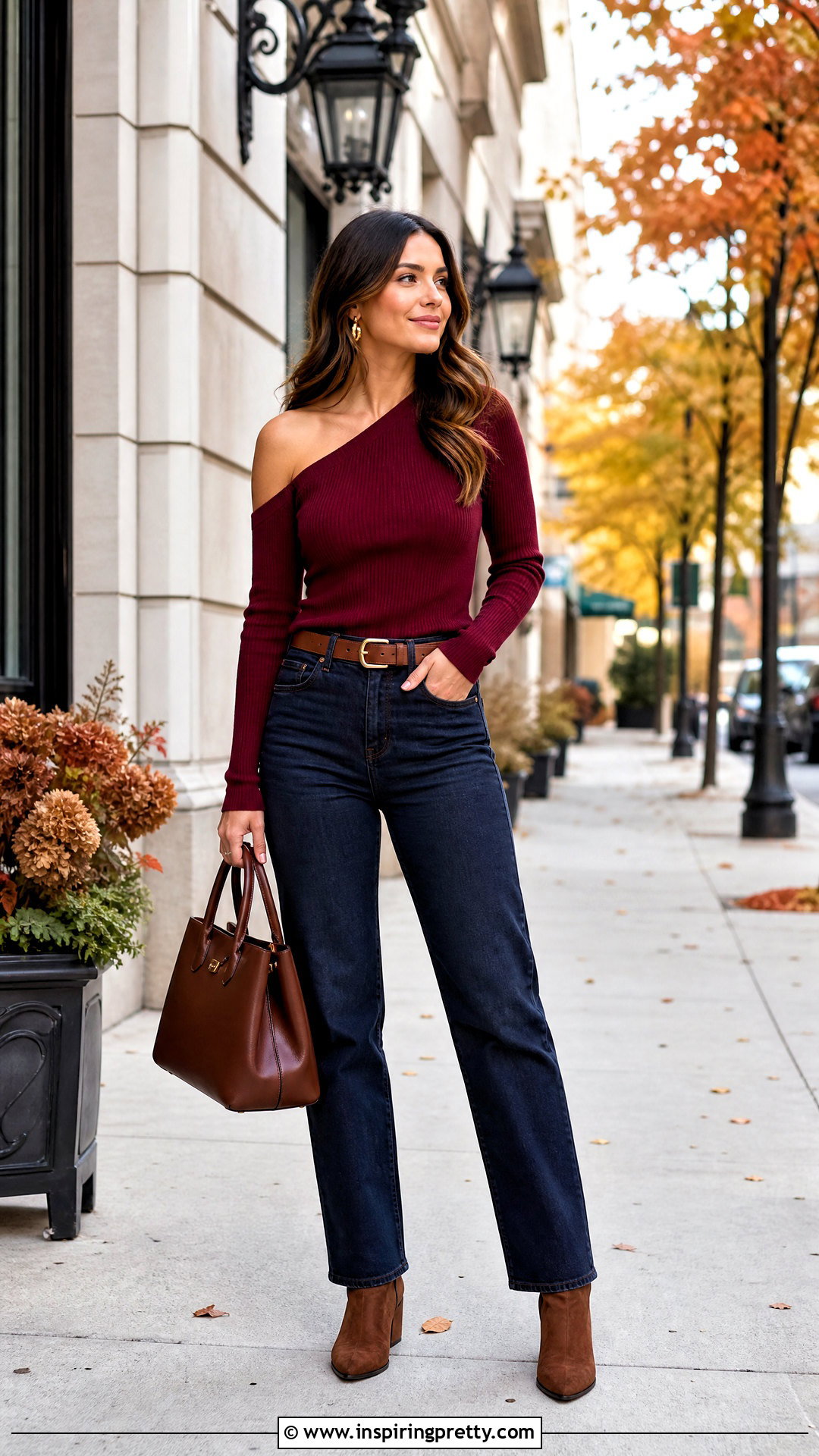 One Shoulder Top With Fall Jeans - 50 one shoulder top outfit ideas