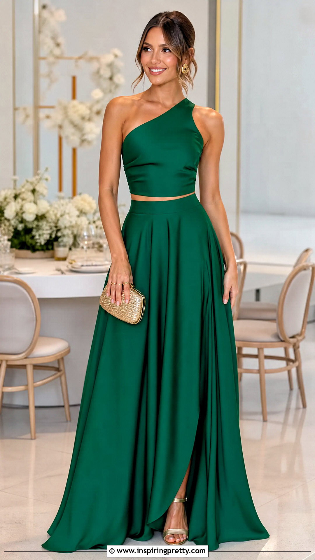 One Shoulder Top With Matching Skirt Set - 25 One Shoulder Top Wedding Outfit ideas