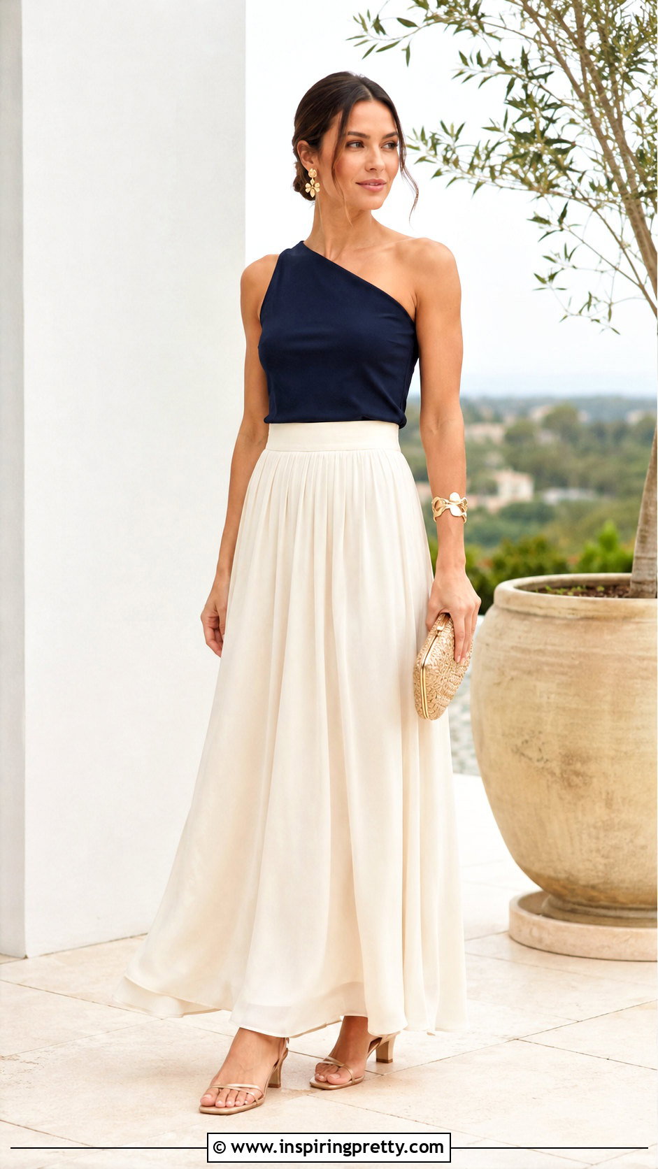 One Shoulder Top With Maxi Skirt - 50 different tops style names