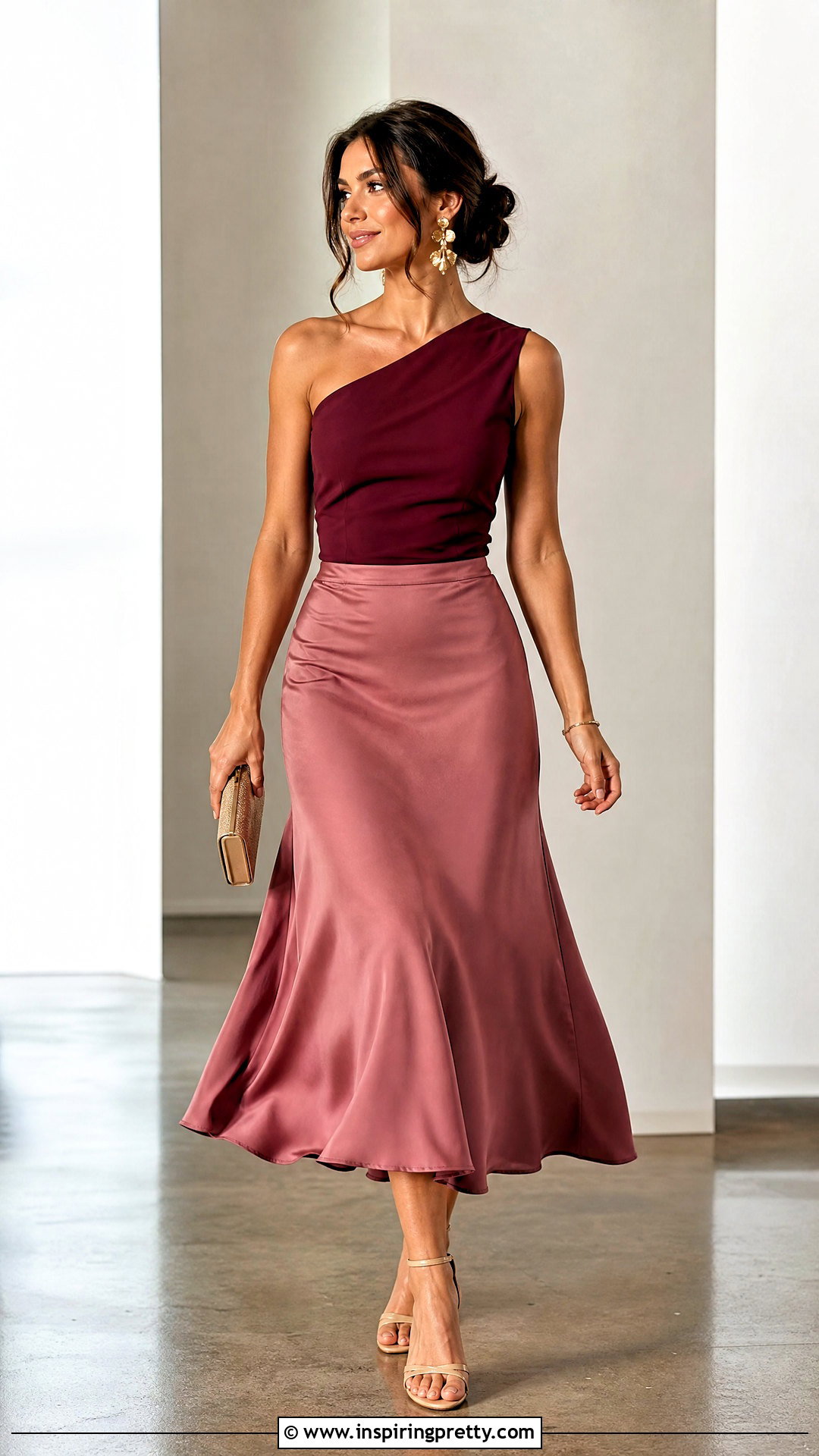 One Shoulder Top With Midi Skirt - 50 Tops Outfit ideas