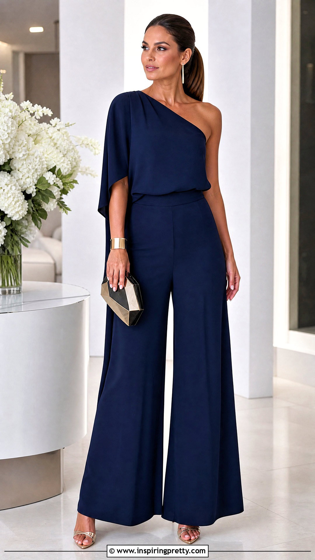 One Shoulder Top With Palazzo Pants - 20 Womens Top Necklines