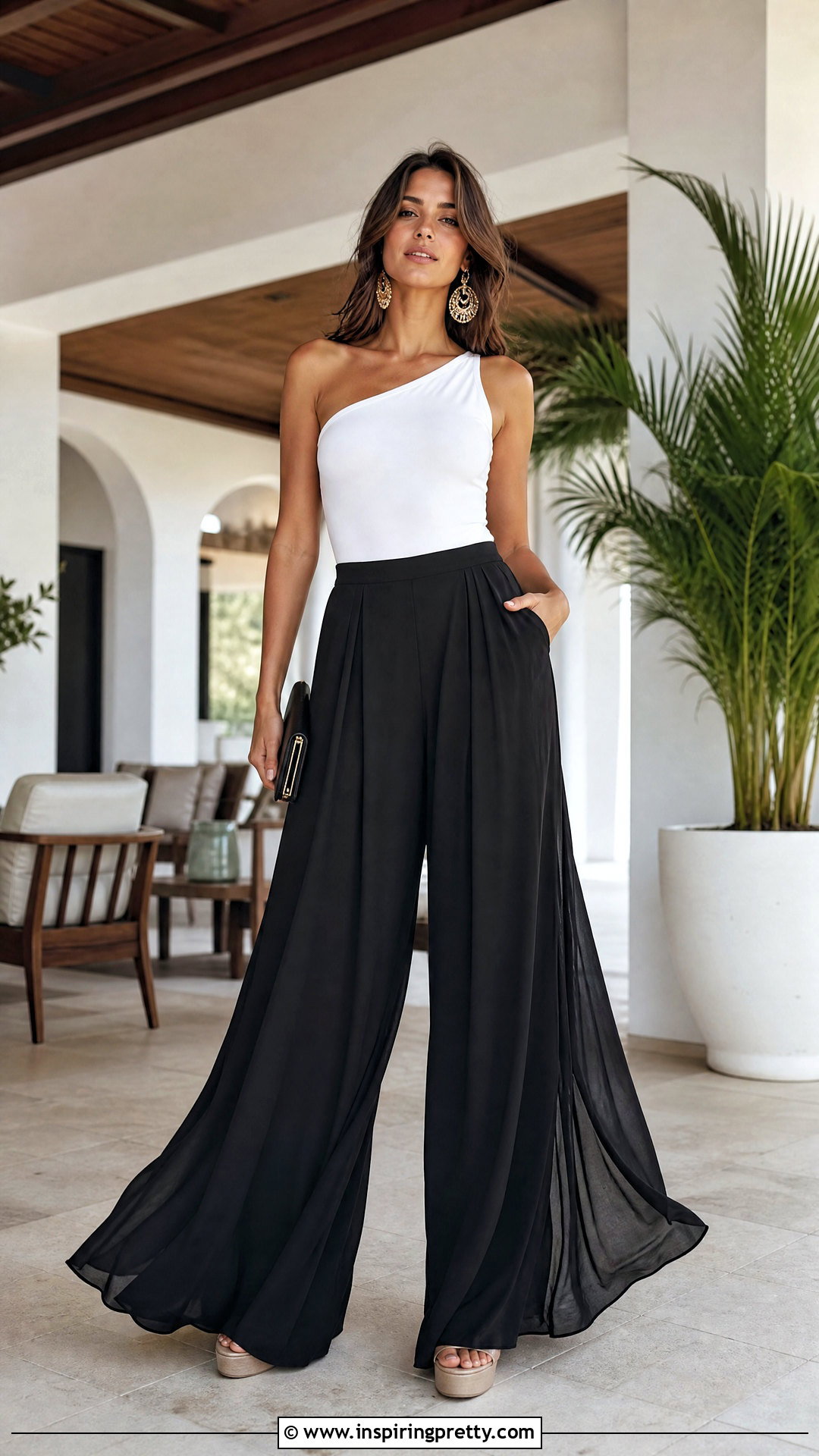 One Shoulder Top With Palazzo Pants - 50 one shoulder top outfit ideas