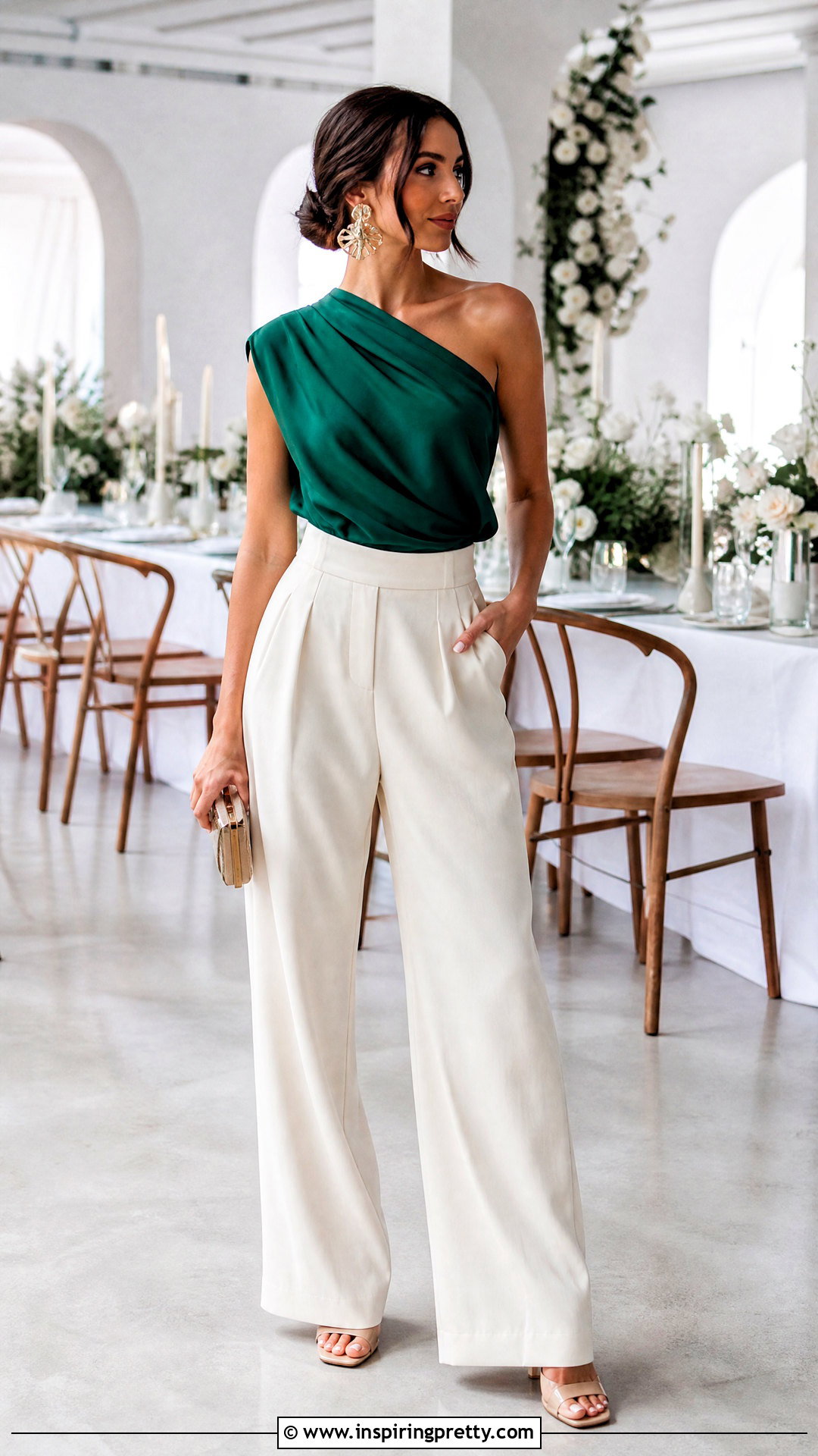 One Shoulder Top With Palazzo Pants - 50 tops for broad shoulders for women