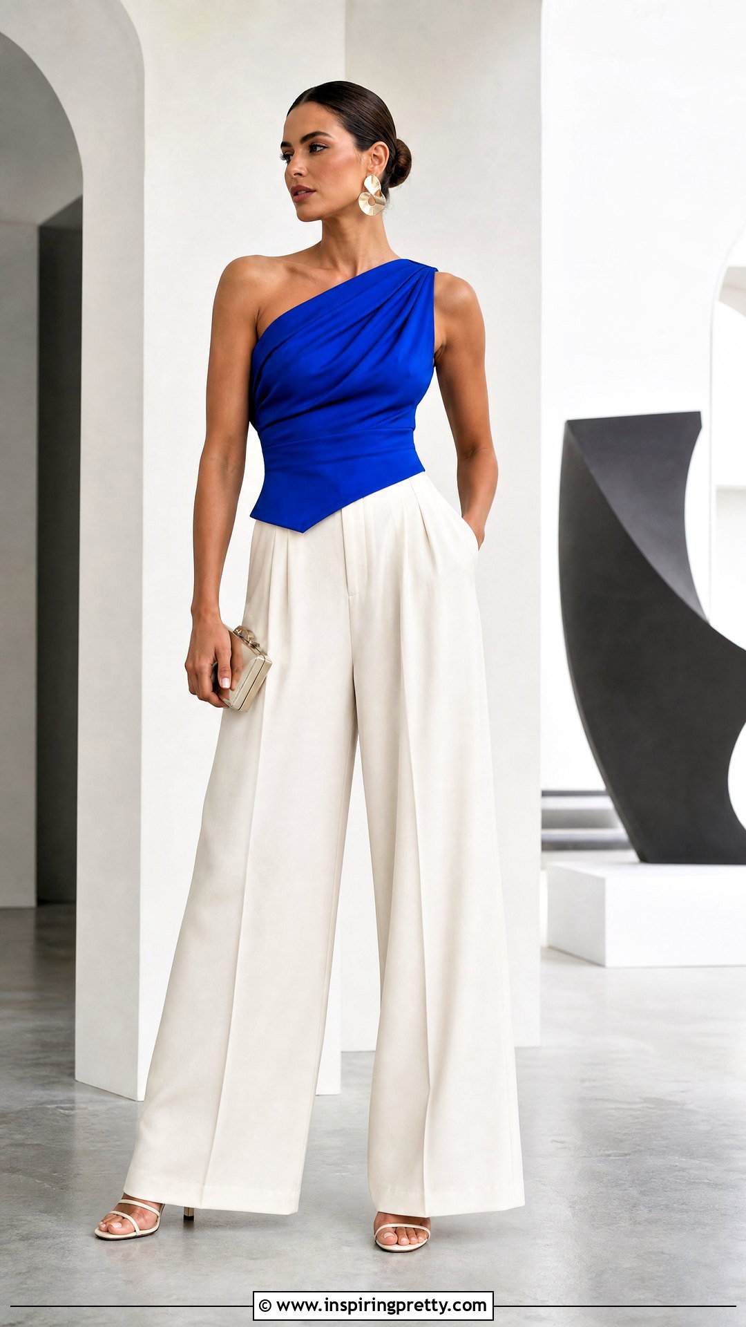 One Shoulder Top With Pleated Pants - 50 women's top