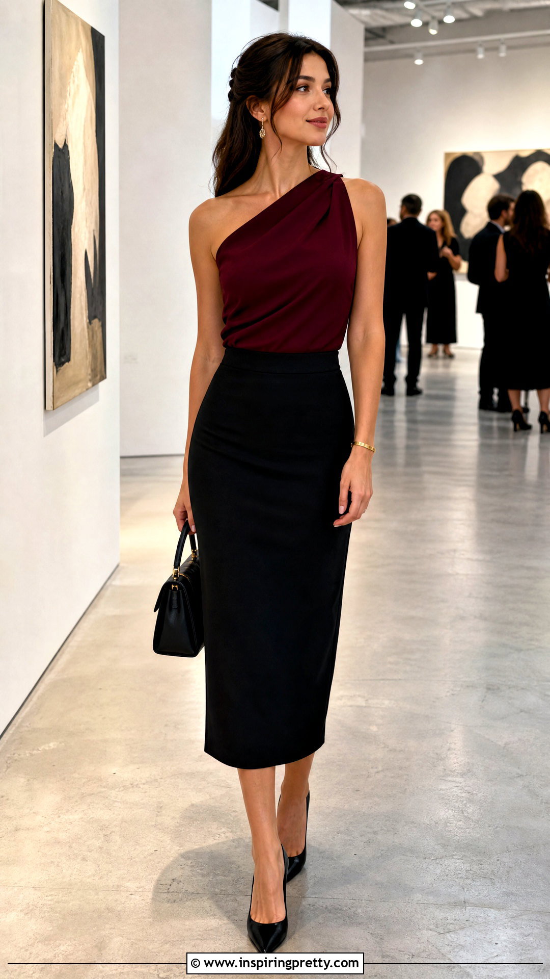 One Shoulder Top With a Pencil Skirt - 50 one side off shoulder top outfit ideas