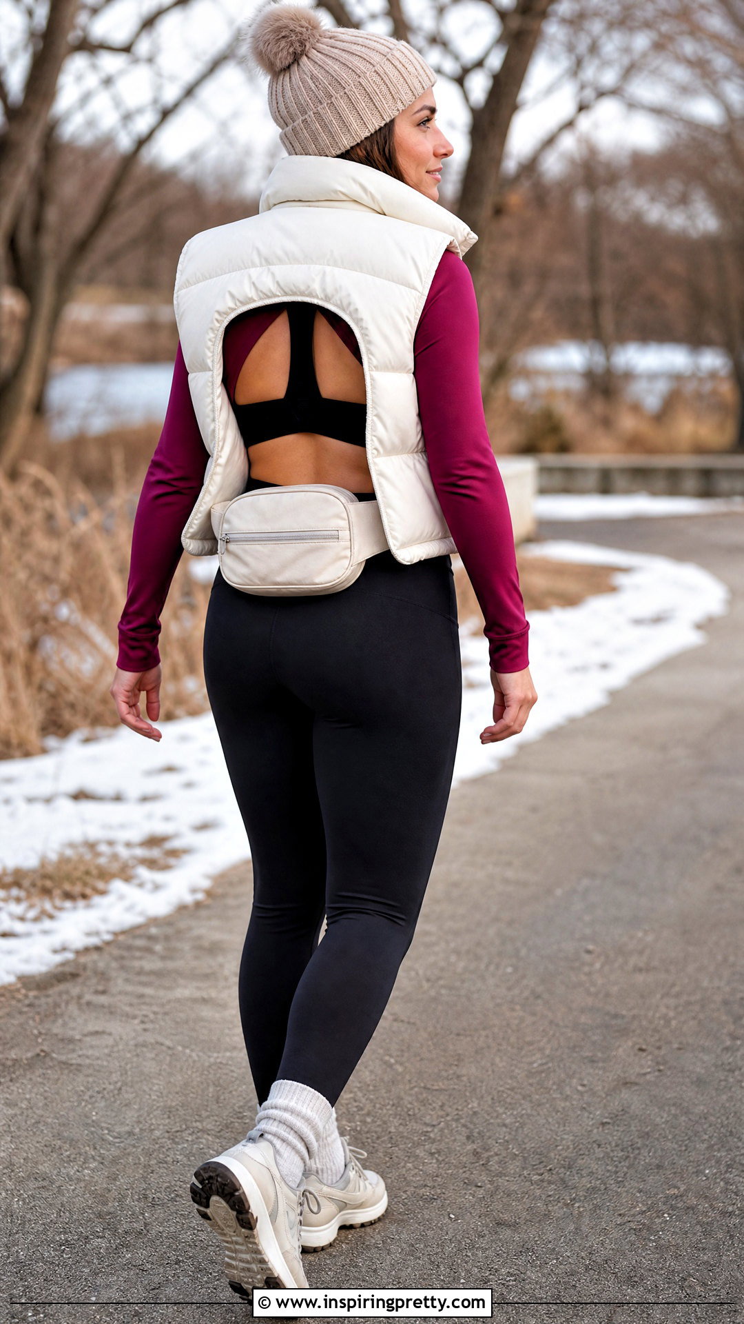Open Back Active Top With Puffer Vest - 20 Open Back Active Top outfit ideas