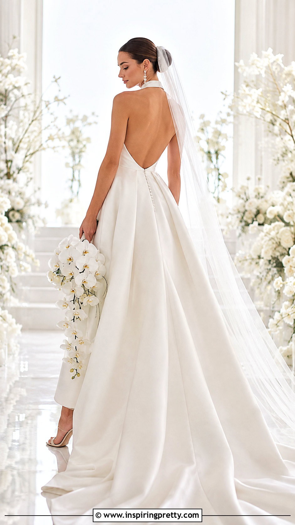 Open Back Halter Ball Gown Wedding Dress With Long Veil - 25 Halter Top Ball Gown Wedding Dress outfit ideas