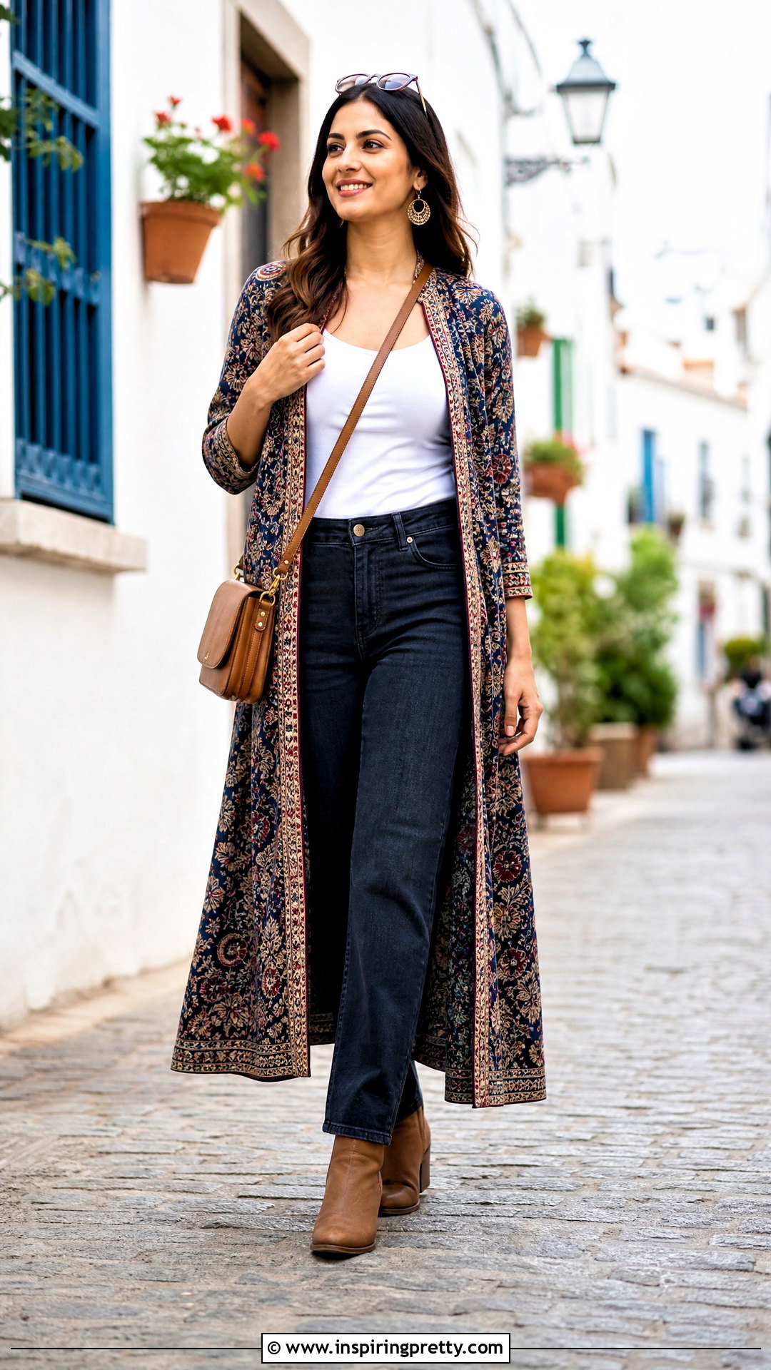 Open Kurti Top With Tank And Jeans - 50 kurti top outfit ideas