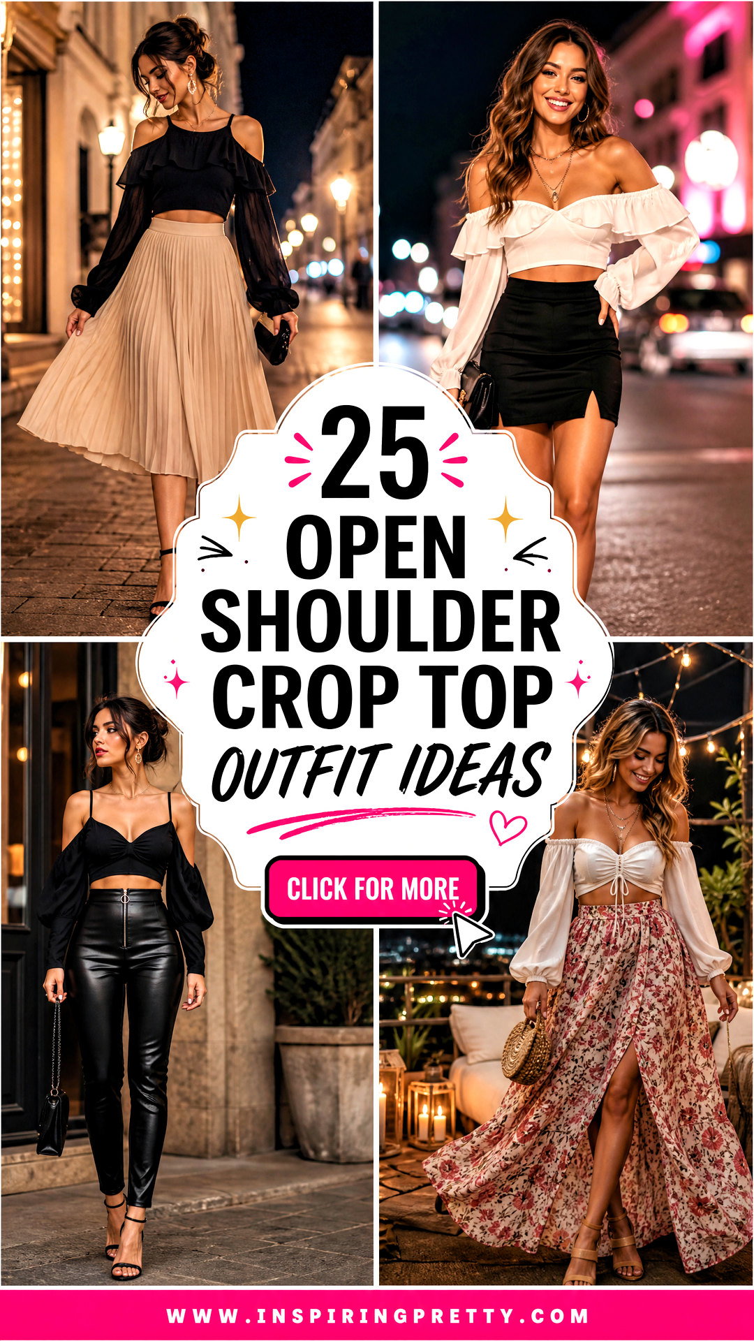 25 Open Shoulder Crop Top Outfit Ideas for Chic Night Outs - 25 Open Shoulder Crop Top Outfit Ideas for Chic Night Outs