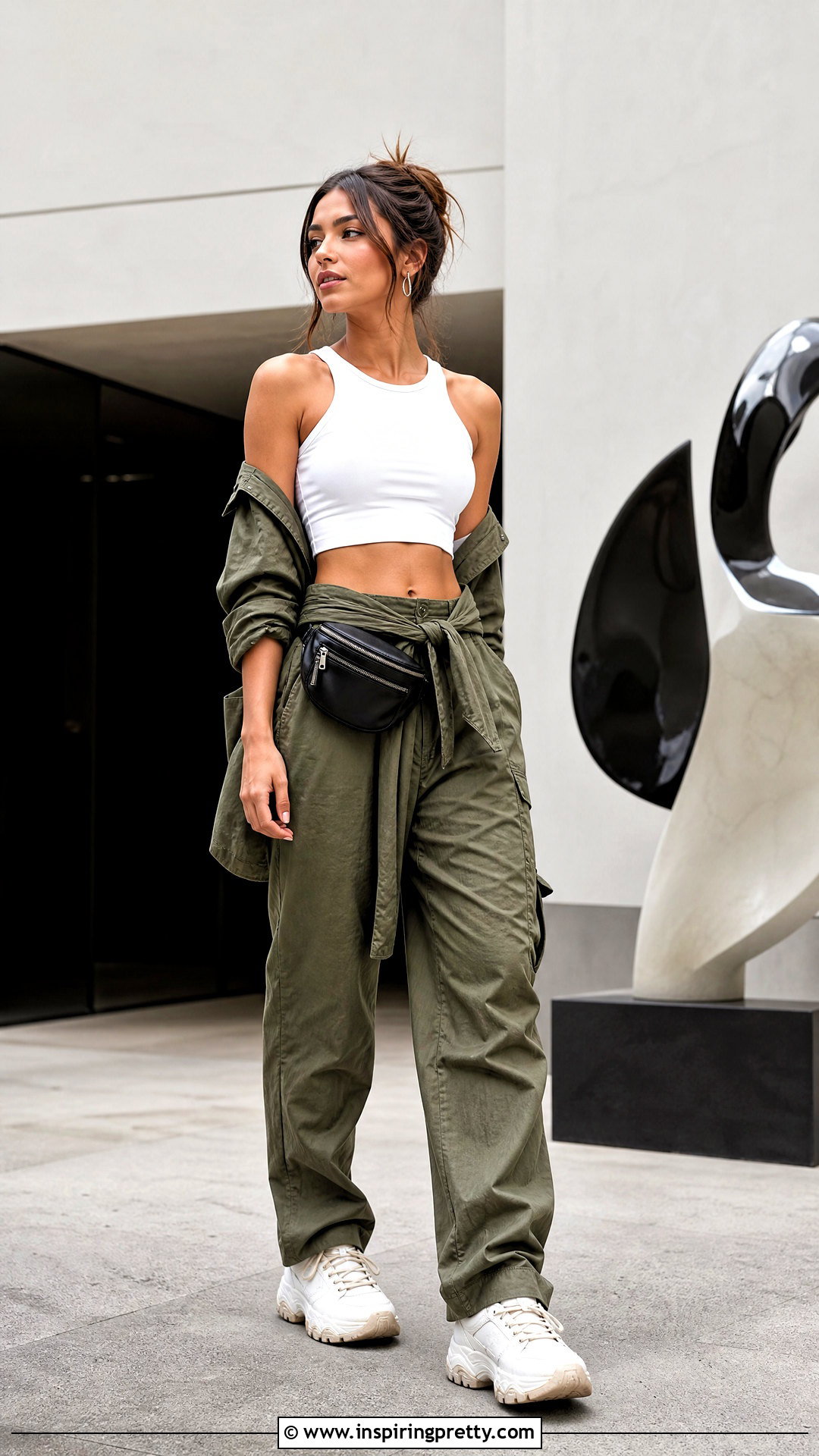 Open Shoulder Crop Top With Utility Jumpsuit Layering - 25 Open Shoulder Crop Top outfit ideas