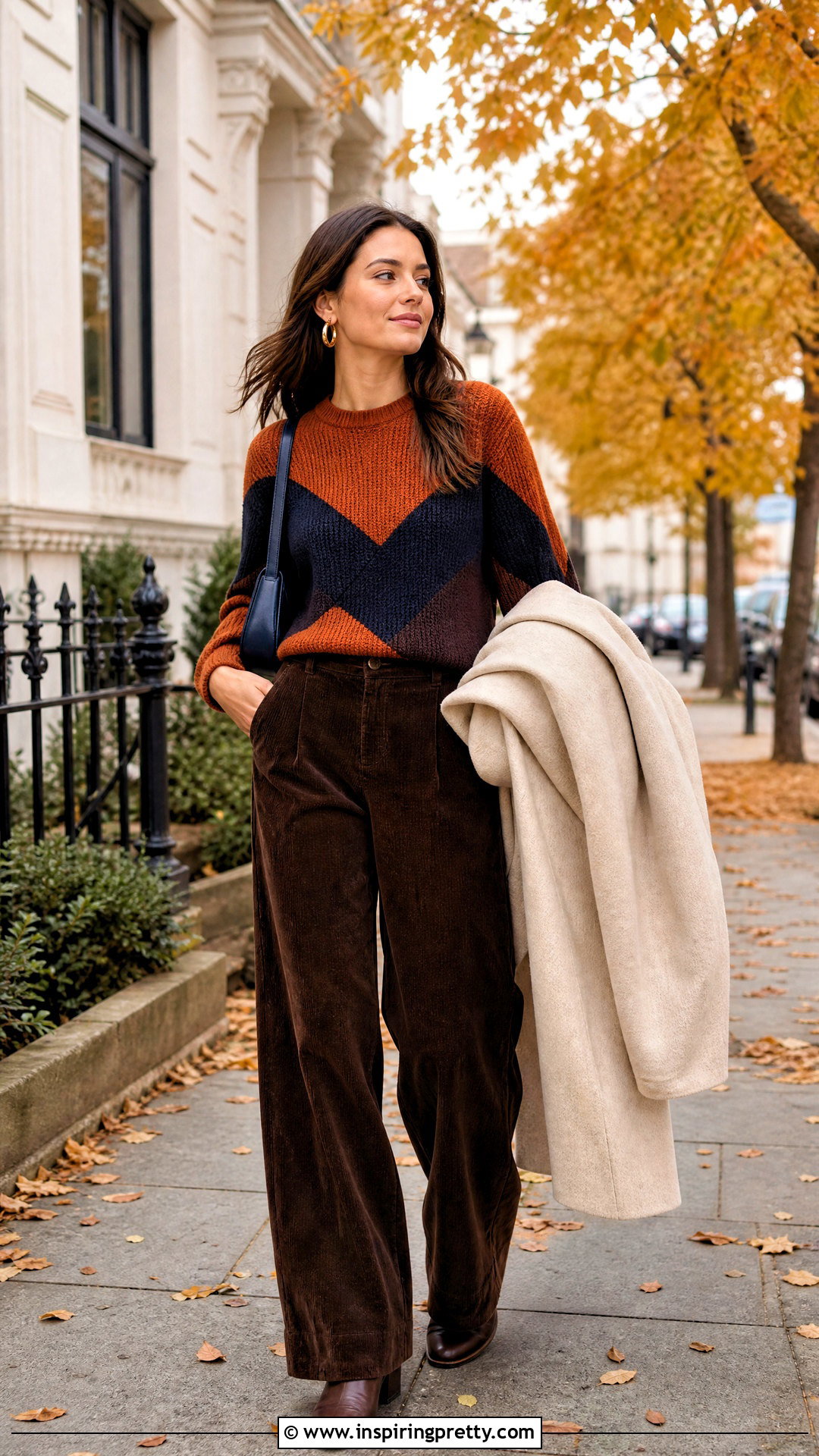 Orange And Navy Top With Brown Corduroy Pants - 20 Orange And Navy Top outfit ideas