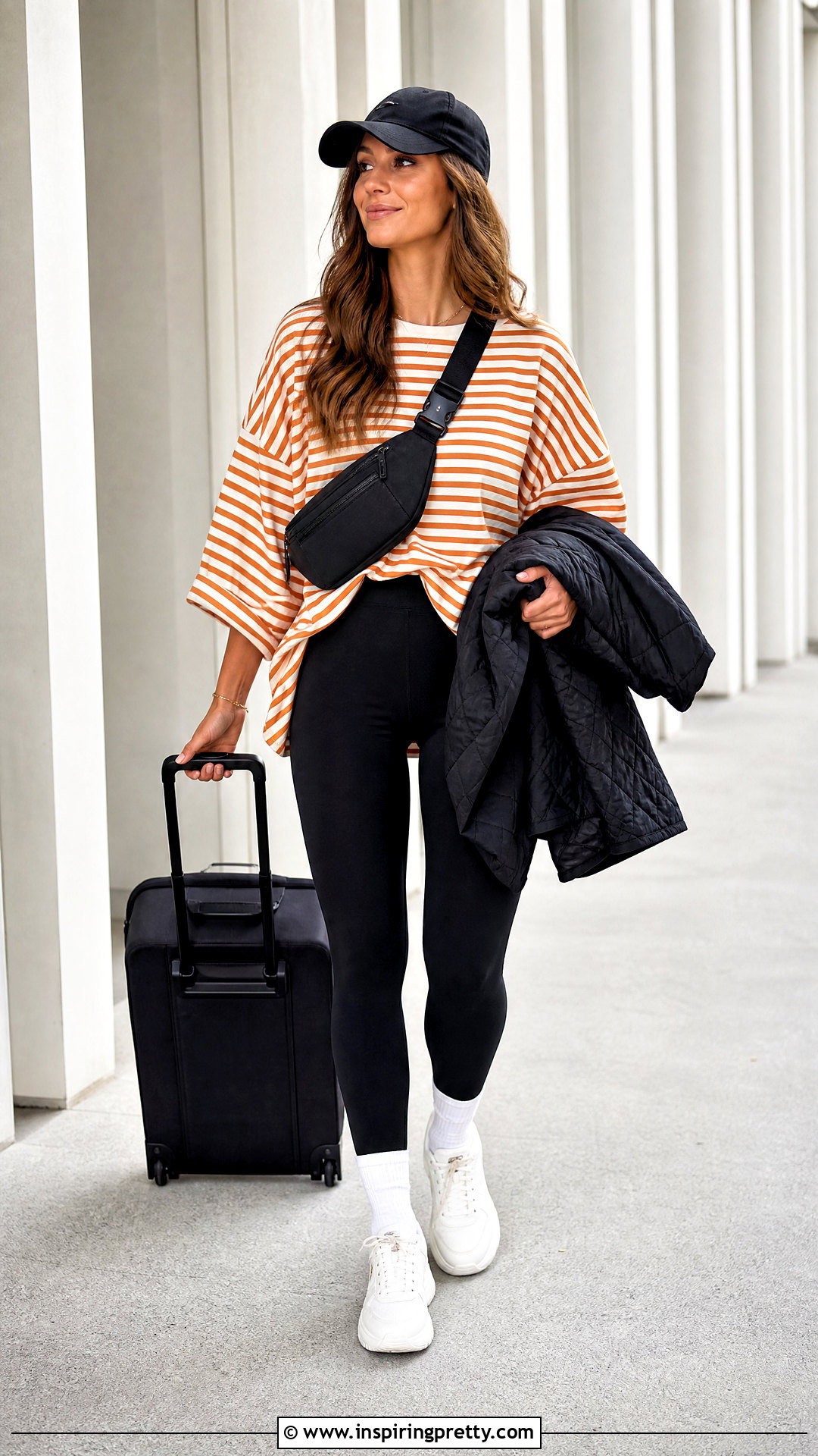 Orange And White Striped Top With Black Leggings - 25 orange and white striped top outfit ideas