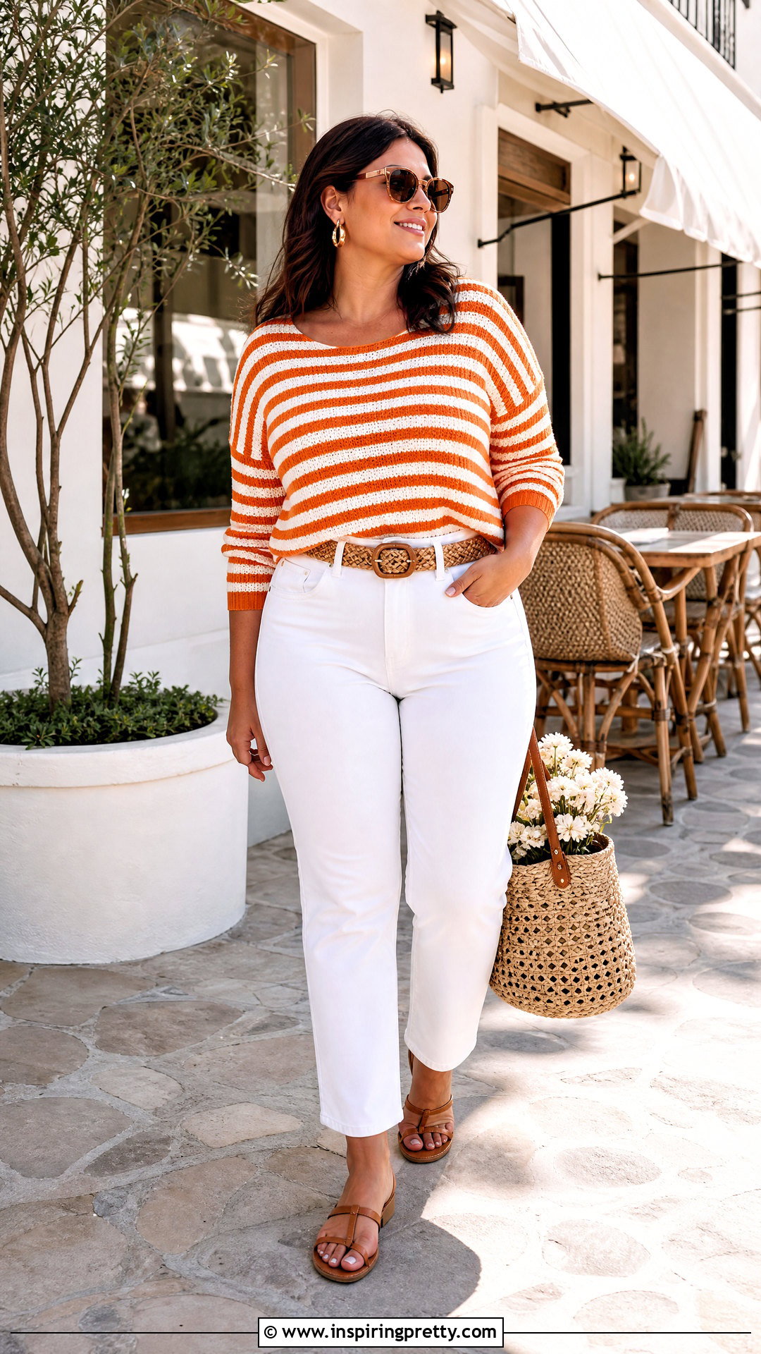 Orange And White Striped Top With White Jeans - 25 orange and white striped top outfit ideas