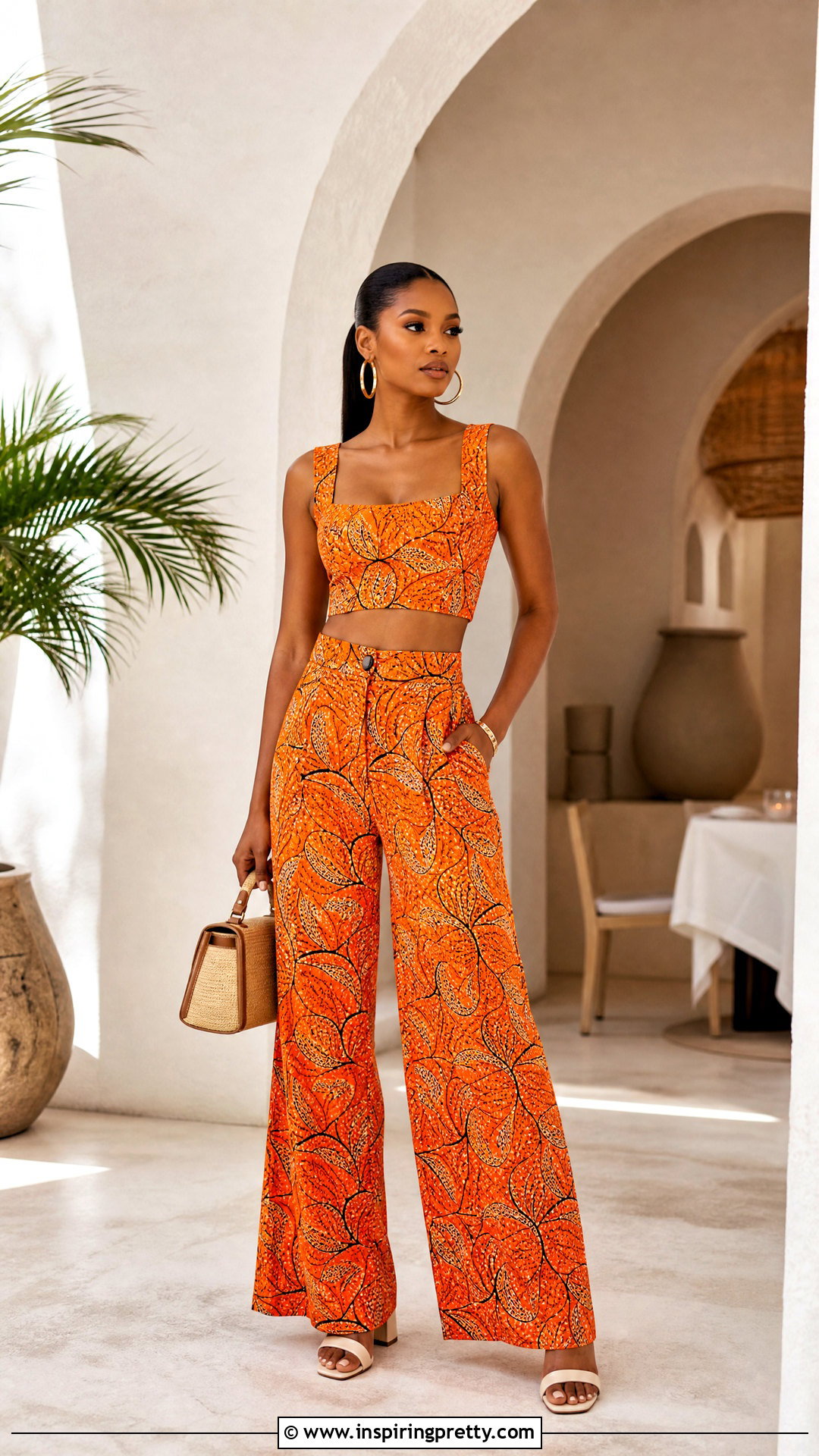 Orange Ankara Crop Top And Palazzo Pants - 50 ankara crop top and palazzo pants