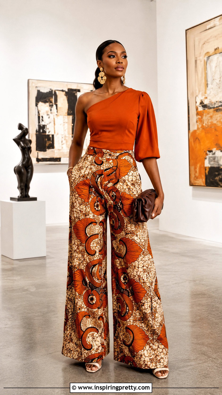 Orange Ankara Palazzo Pants With One Shoulder Top - 50 ankara palazzo pants and top