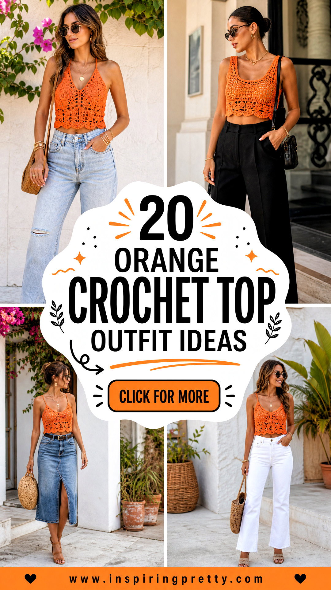 20 Orange Crochet Top Outfit Ideas for Bright Summer Style - 20 Orange Crochet Top Outfit Ideas for Bright Summer Style