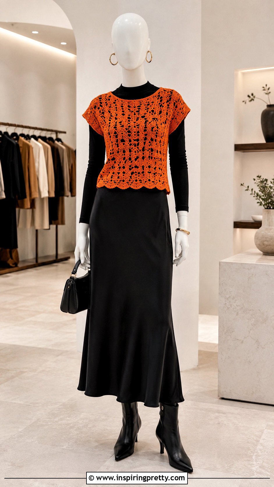 Orange Crochet Top With Black Maxi Skirt - 20 orange crochet top on mannequin outfit ideas