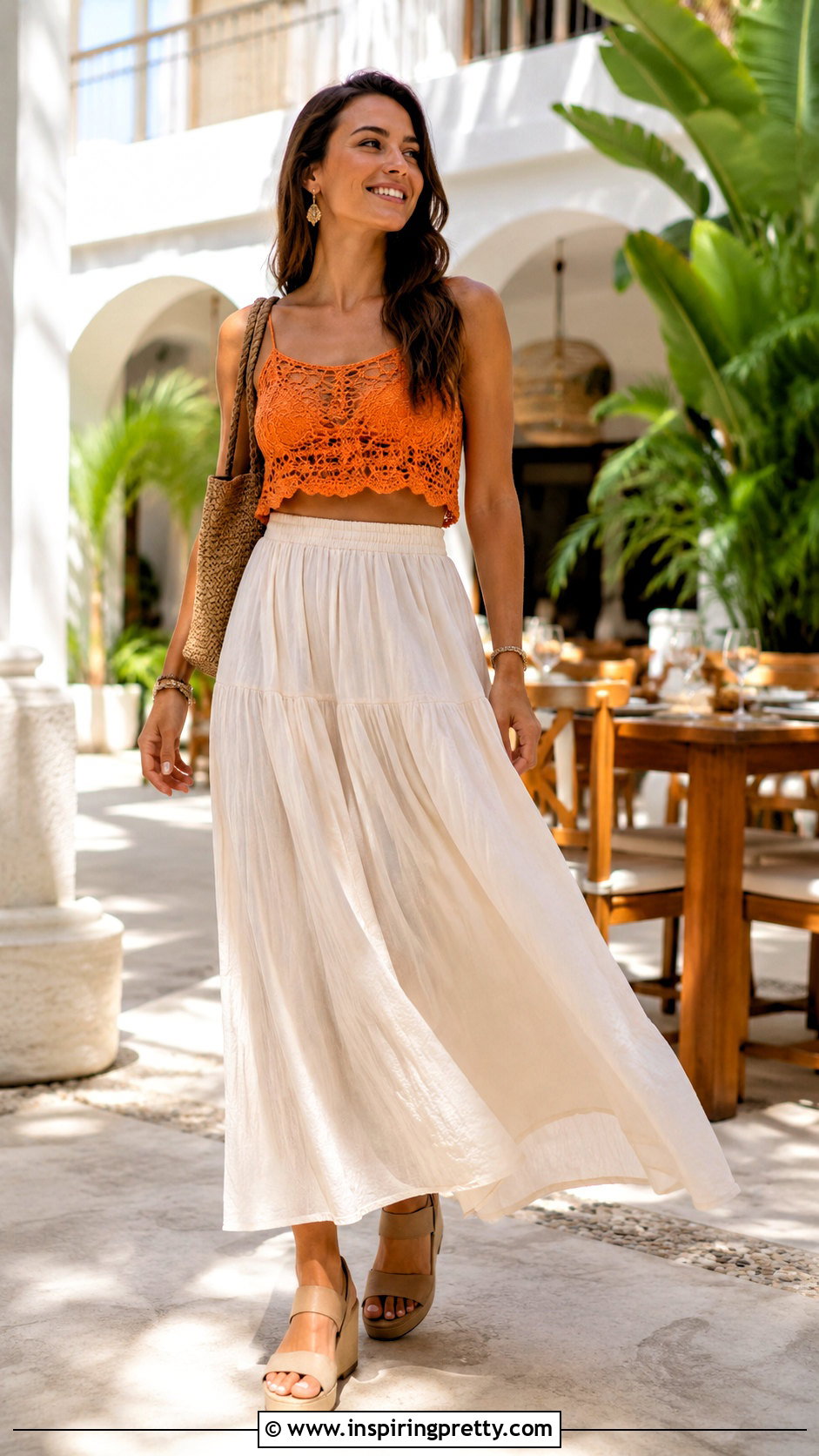 Orange Crochet Top With Cream Maxi Skirt - 20 orange crochet top on hanger ideas