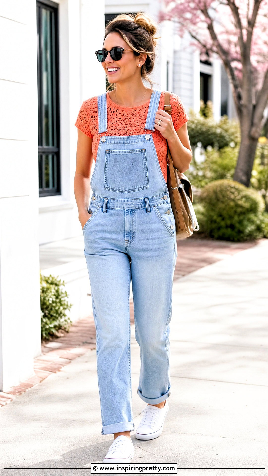 Orange Crochet Top With Denim Overalls - 20 orange crochet top outfit ideas