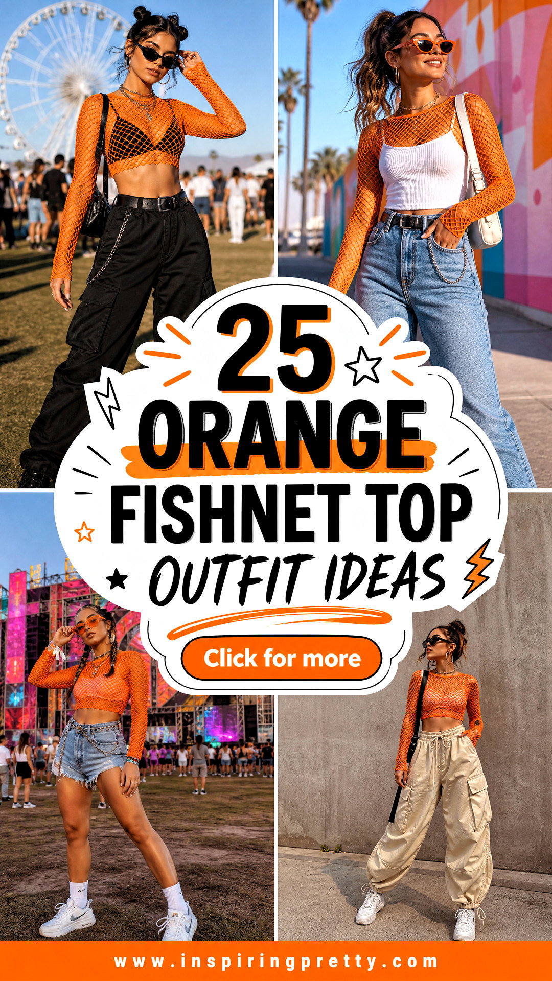 25 Orange Fishnet Top Outfit Ideas for Bold Festival Style - 25 Orange Fishnet Top Outfit Ideas for Bold Festival Style