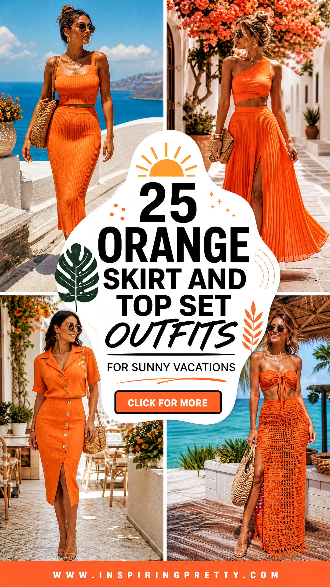 25 Orange Skirt and Top Set Outfits for Sunny Vacations - 25 Orange Skirt and Top Set Outfits for Sunny Vacations