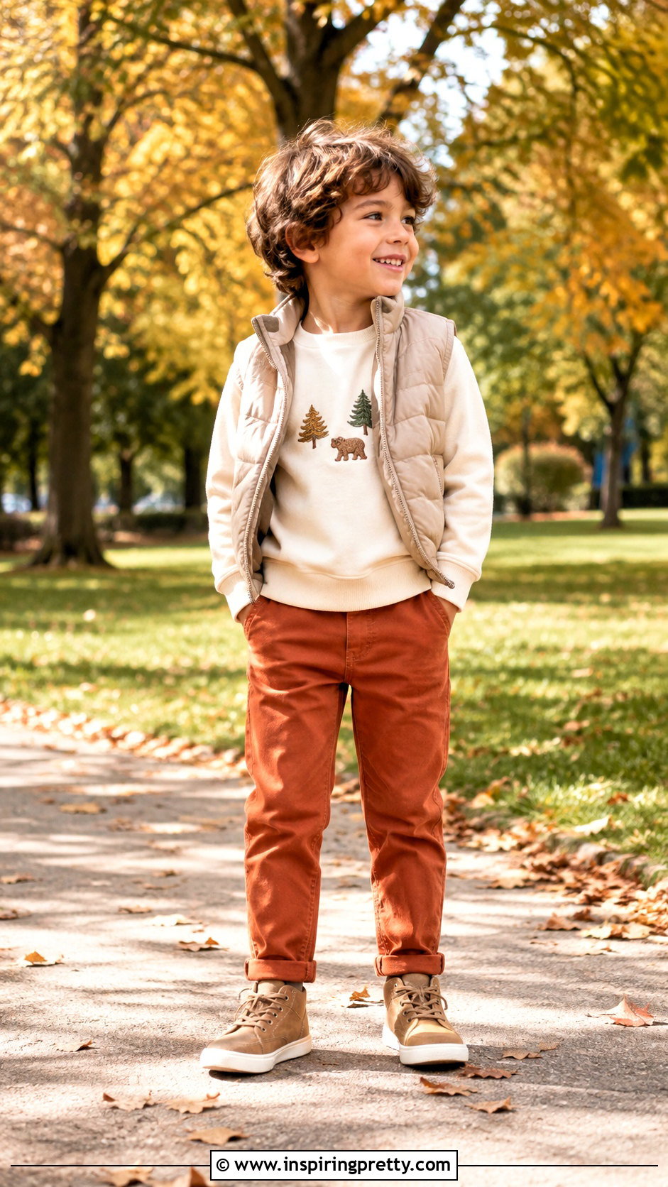 Orange Trousers And Cream Sweatshirt Outfit - 50 trouser and top for kids
