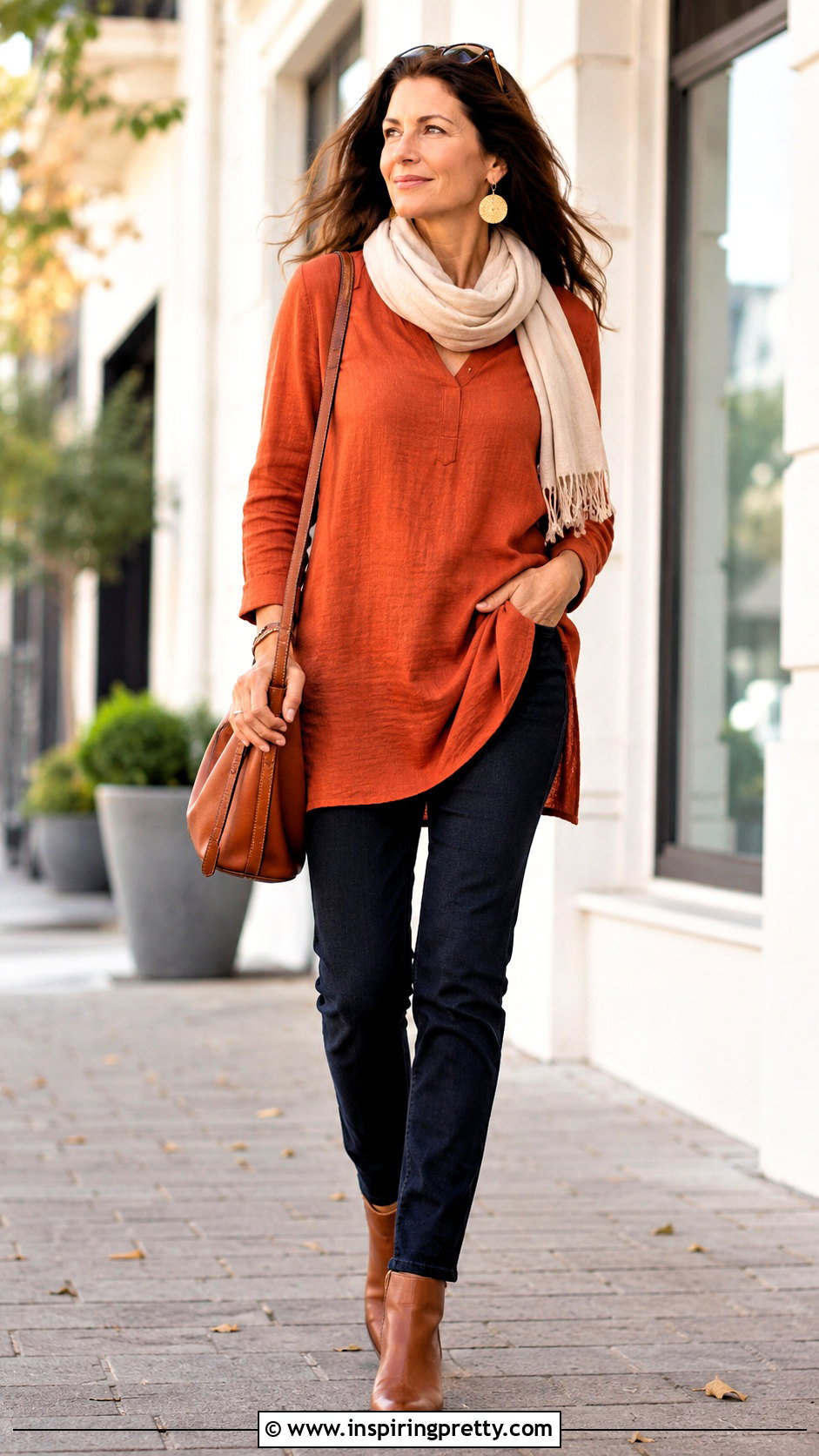 Orange Tunic Top With Dark Jeans - 50 tunic tops with jeans