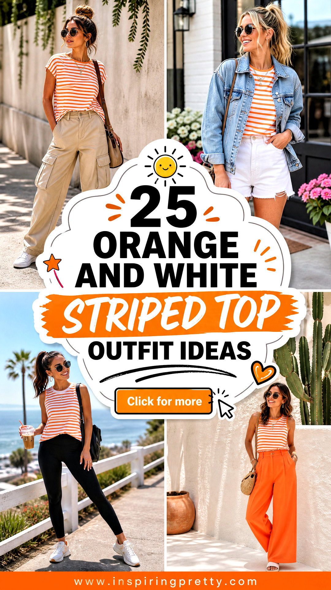 25 Orange and White Striped Top Outfit Ideas for Summer - 25 Orange and White Striped Top Outfit Ideas for Summer